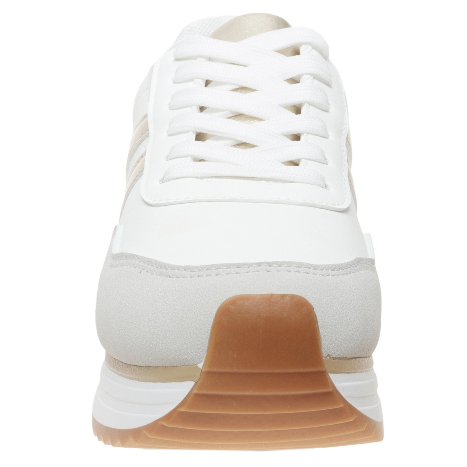 Outwoods Women’s Brenna-2 White Platform Fashion Sneaker, Gold Combo