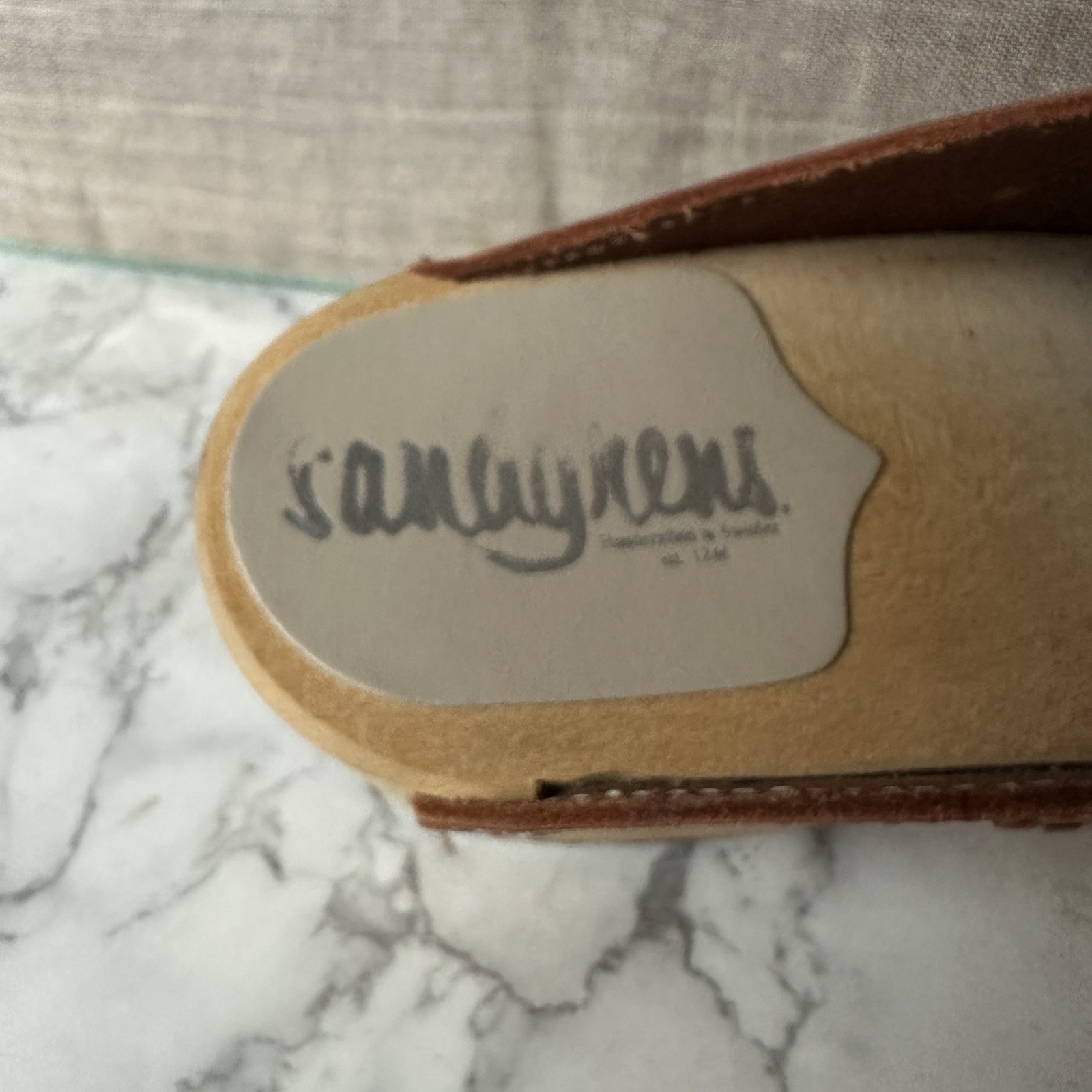 Sandgrens Tokyo Classic Clog Mule Caramel Saddle Tan Brown Size 36 US 6 EUC