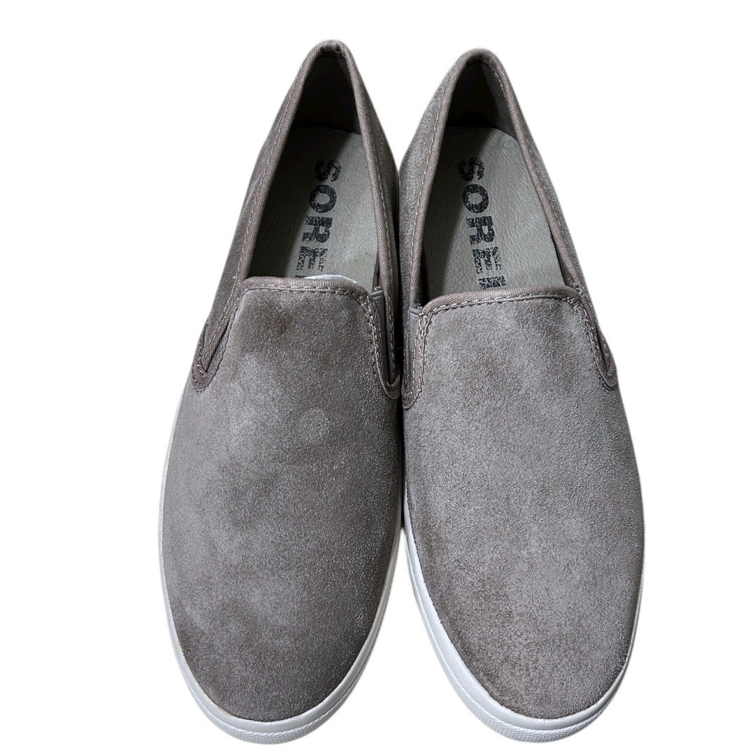 Sorel Women’s Campsneak Slip-On Suede Sneakers Women’s 10 Dove Grey Comfort NEW