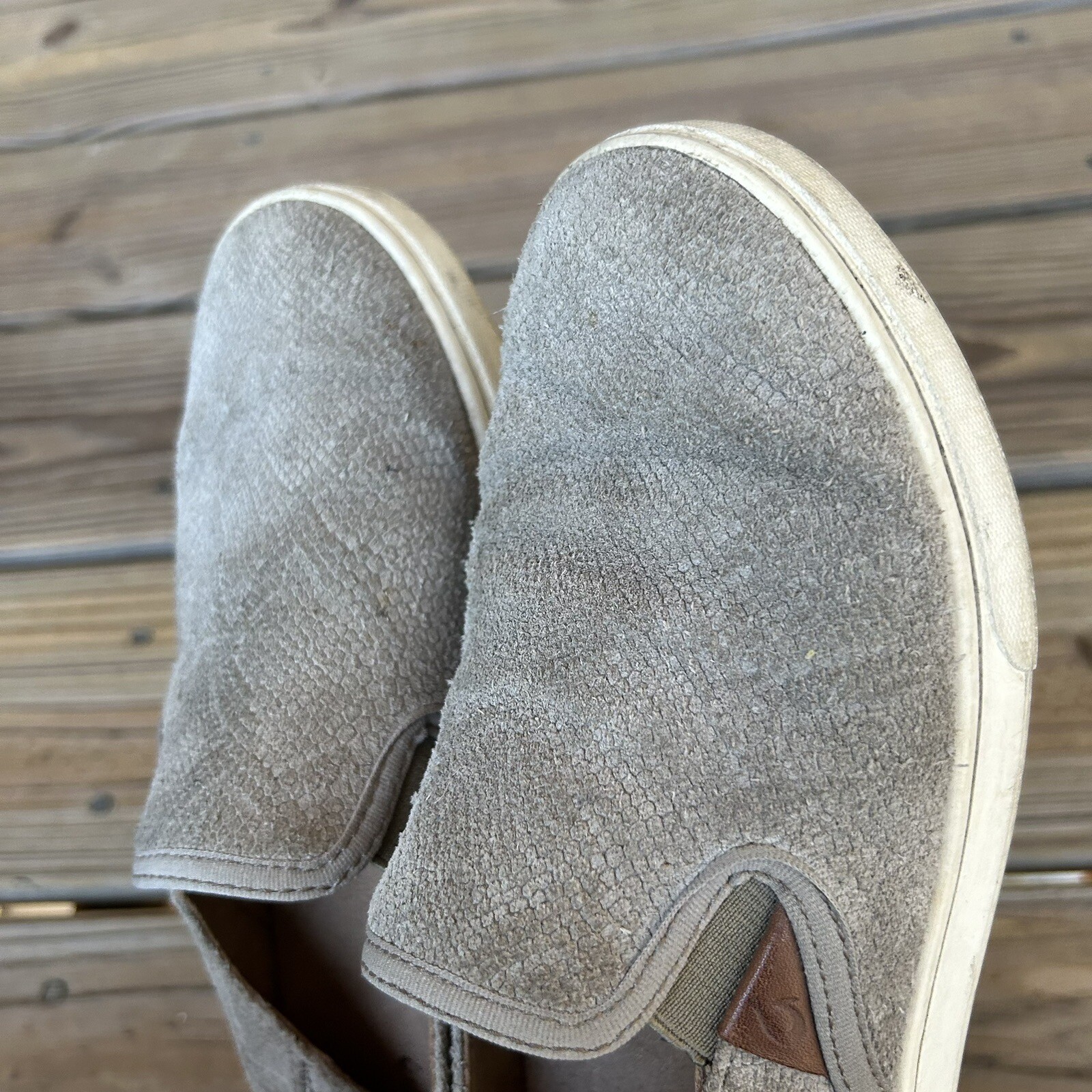 Olukai Pehuea Embossed Snake Print Light Gray Leather Slip On Shoes US Women’s 6
