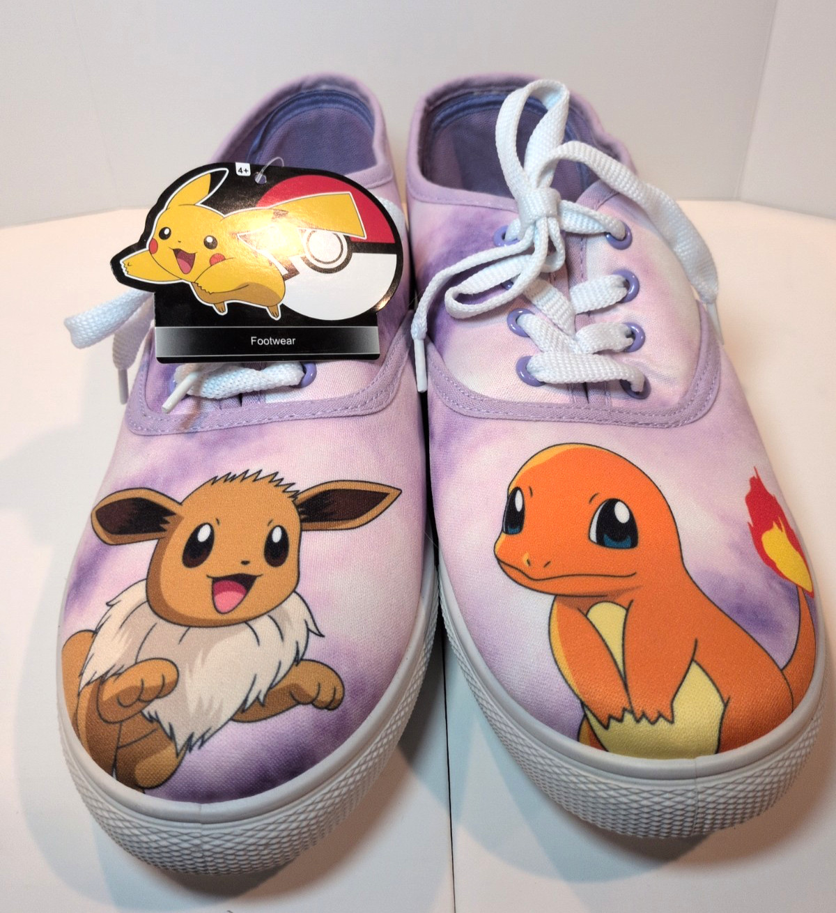 Pokemon Eevee Charmander Purple Tie-Dye Lace-Up Sneakers Sz 10 NWT