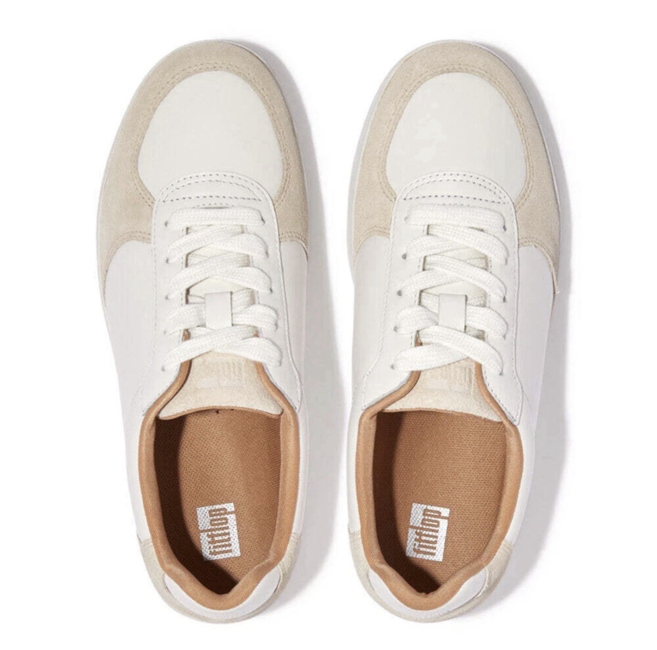 FitFlop Rally Leather And Suede Panel Ladies White & Paris Grey Leather Size 8