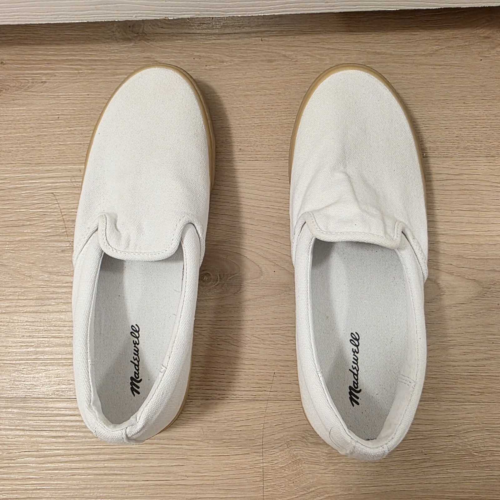 Madewell White Sidewalk Slip-On Canvas Classic Sporty Preppy Sneakers Size 9M