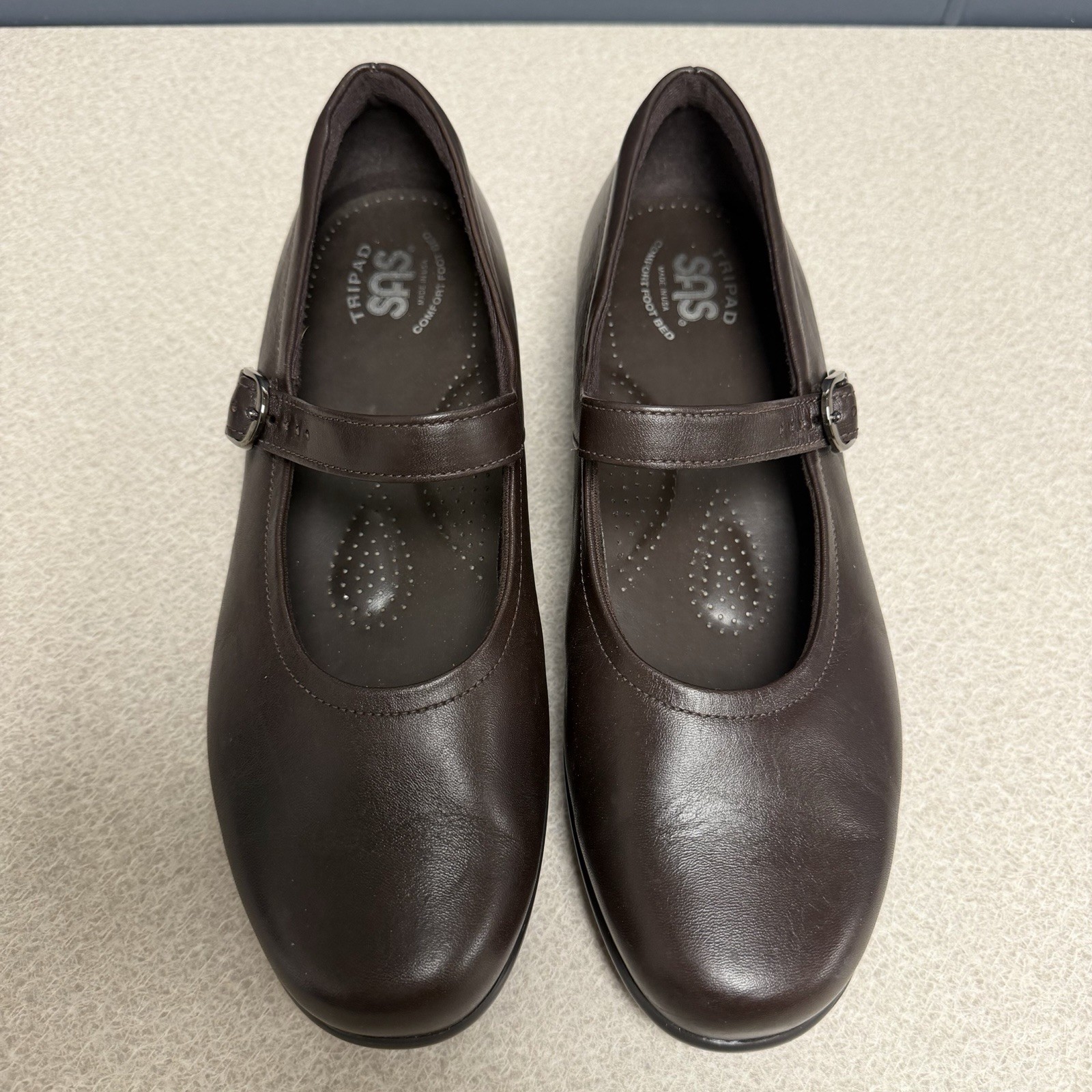 SAS MARIA Mary Jane Women’s Size 8.5 W Wide Dark Brown Leather Comfort Shoes