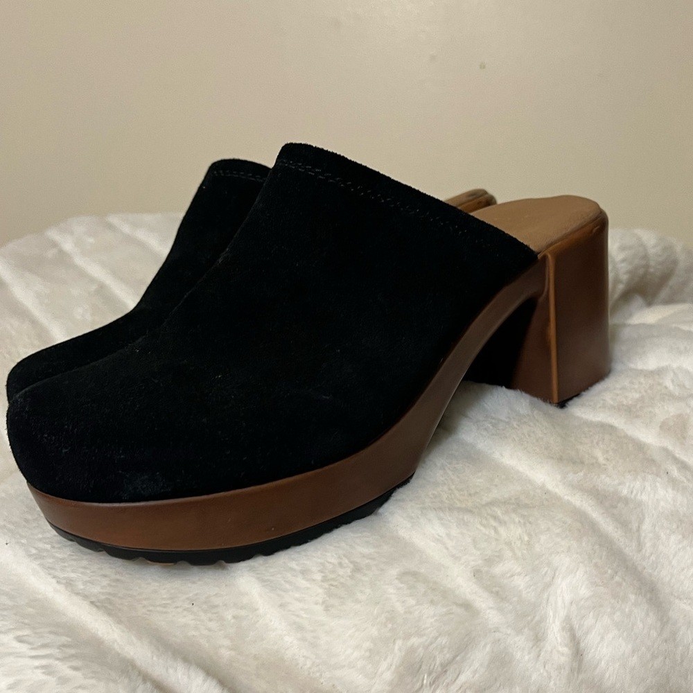 Crown Vintage 6.5M Cami Black Brown Fall Winter Boho School Casual Heeled Clogs