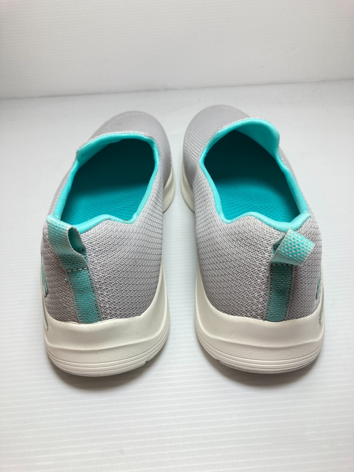 Skechers Ladies’ Arch Comfort Athletic Slip On Shoe Gray Teal 56126