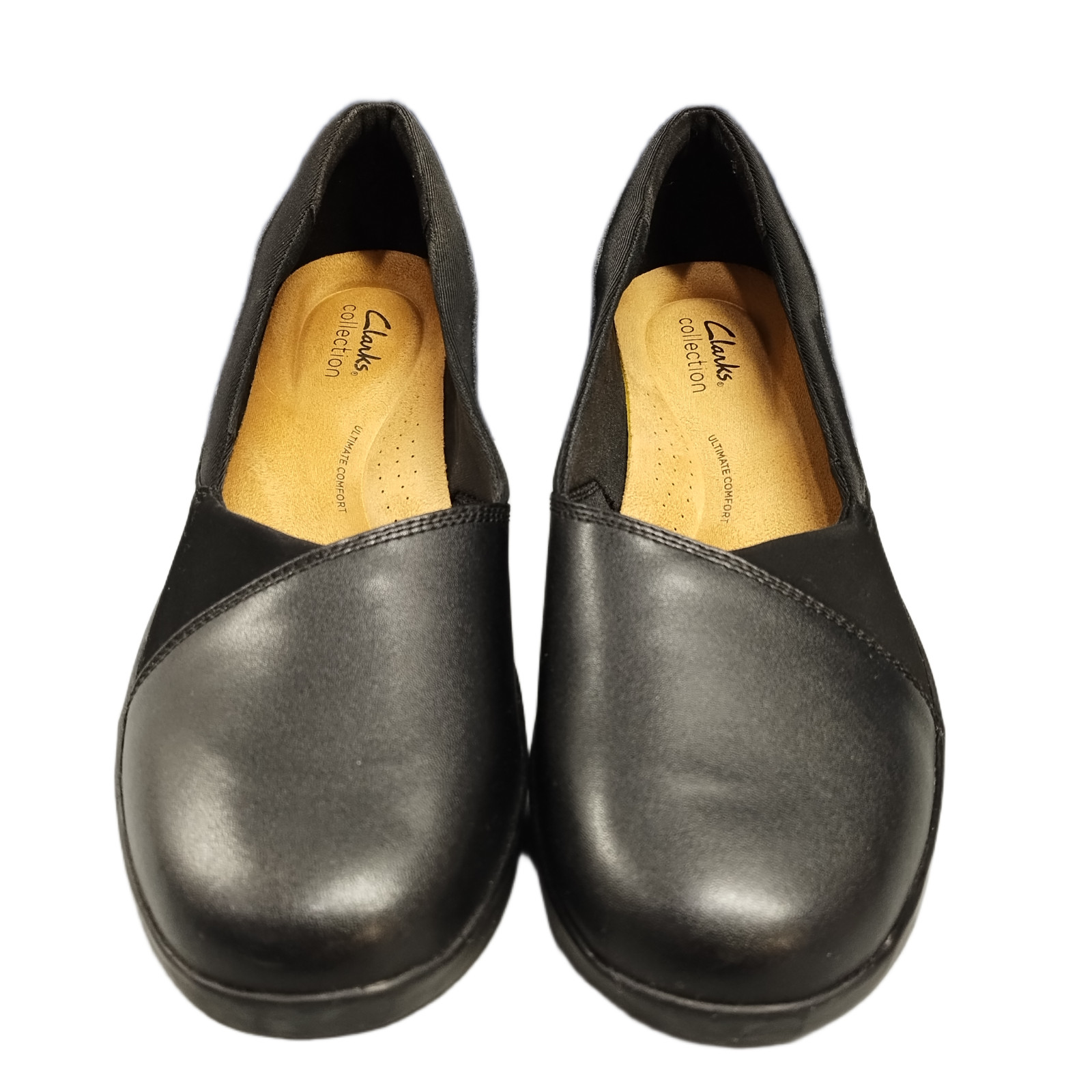 Clarks Suttyn Walk Wedge Loafers Womens Size 10M Black Leather Ultimate Comfort