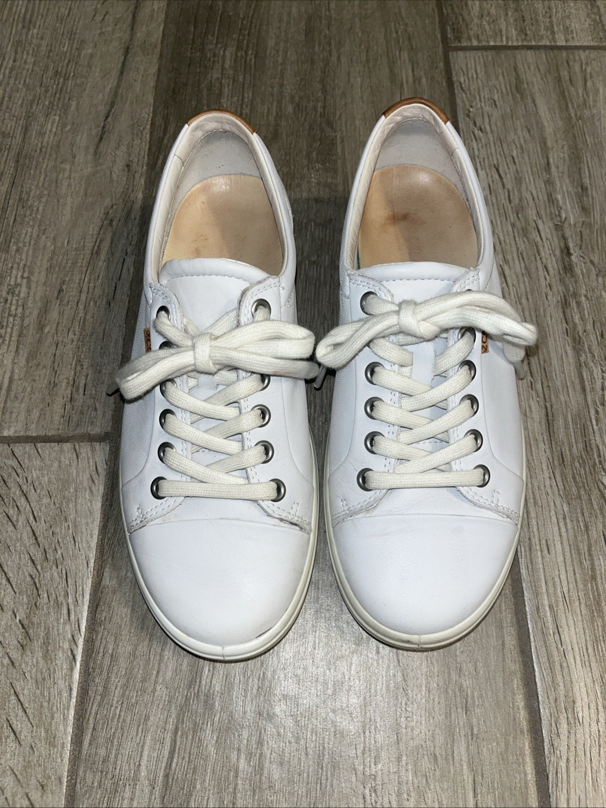 ECCO Soft 7 white Leather lace up Sneakers Sz 6/6.5 EU 37 MSRP $160