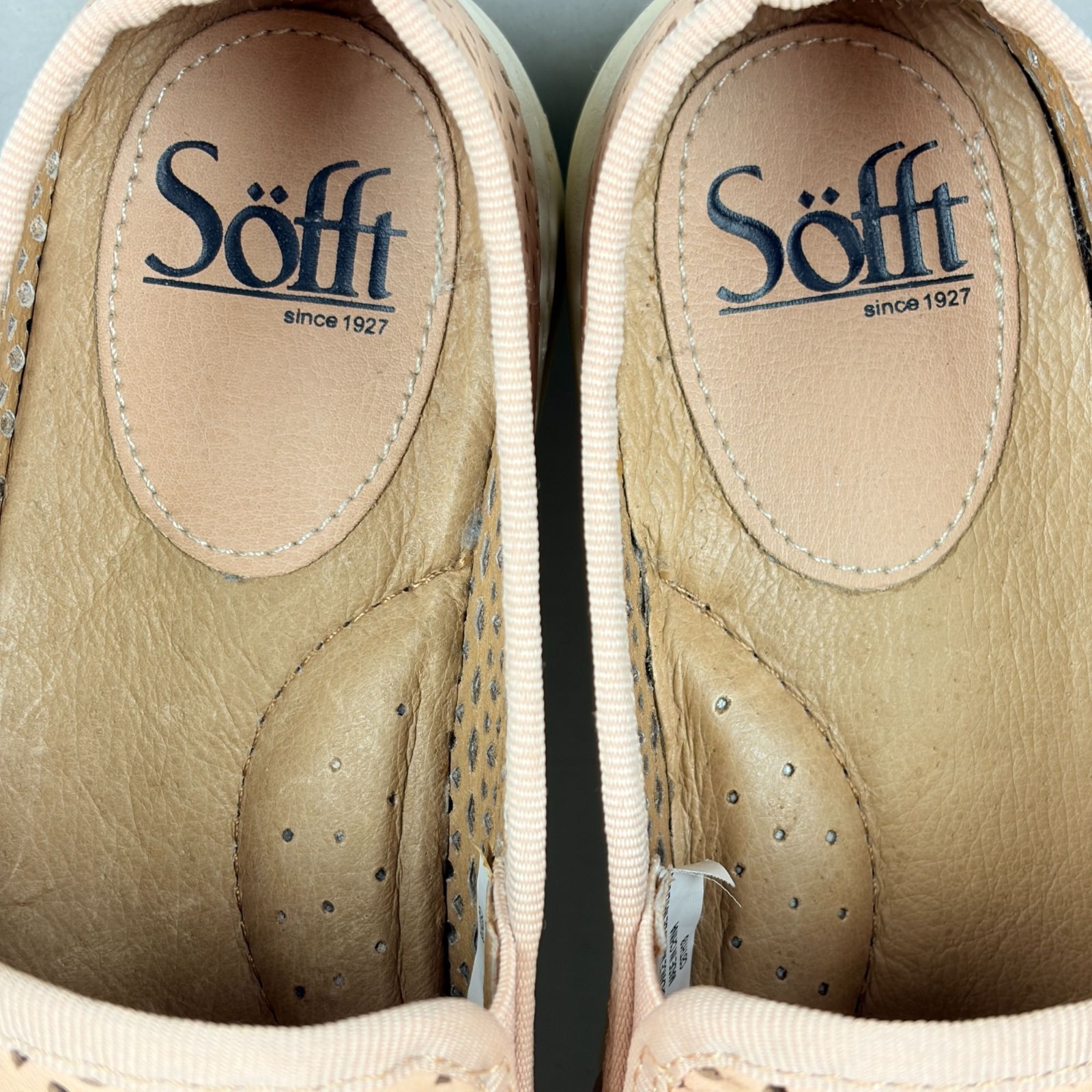 Sofft Somers II Leather Slip On Sneakers Womens 6 Tan Laser Cut Casual Comfort