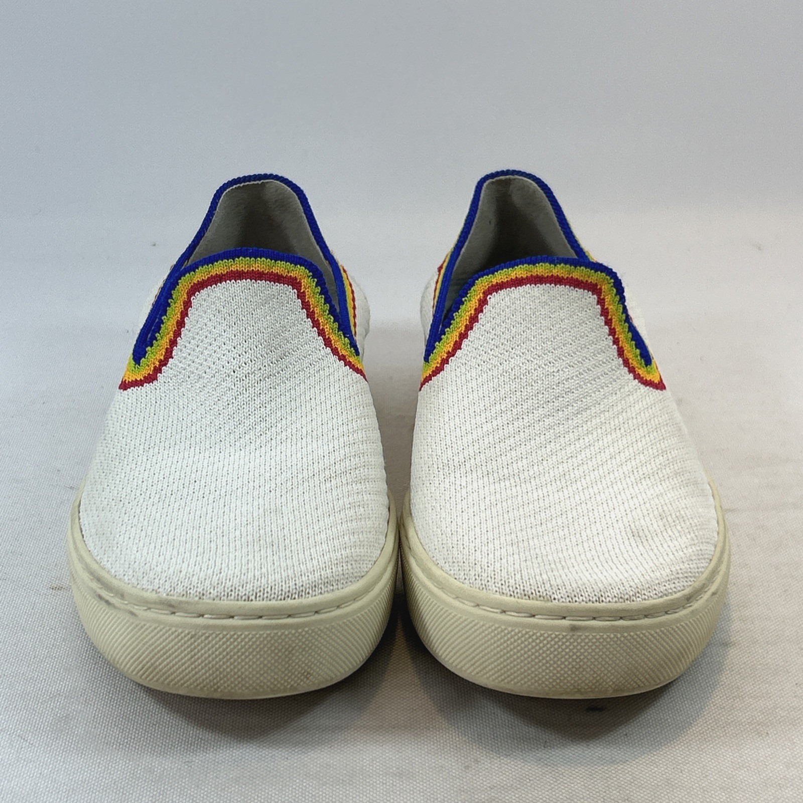 Rothy’s The Original Slip-On Sneakers Women’s Size 6.5 LE White Rainbow Pride