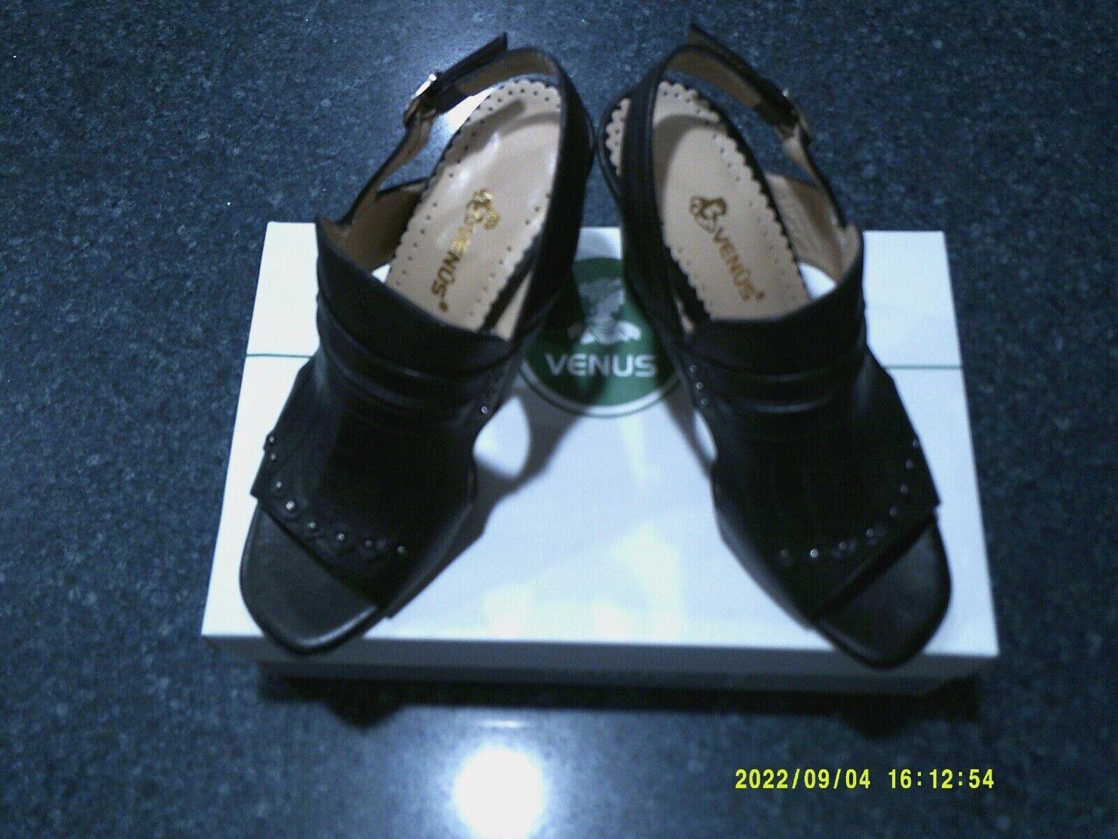 VENUS BLACK LEATHER SHOES SIZE 7.5 US, 38 EUR