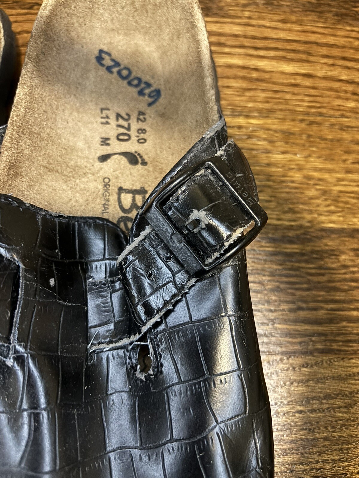 Birkenstock Clogs Size 42 Black Metalic Leather