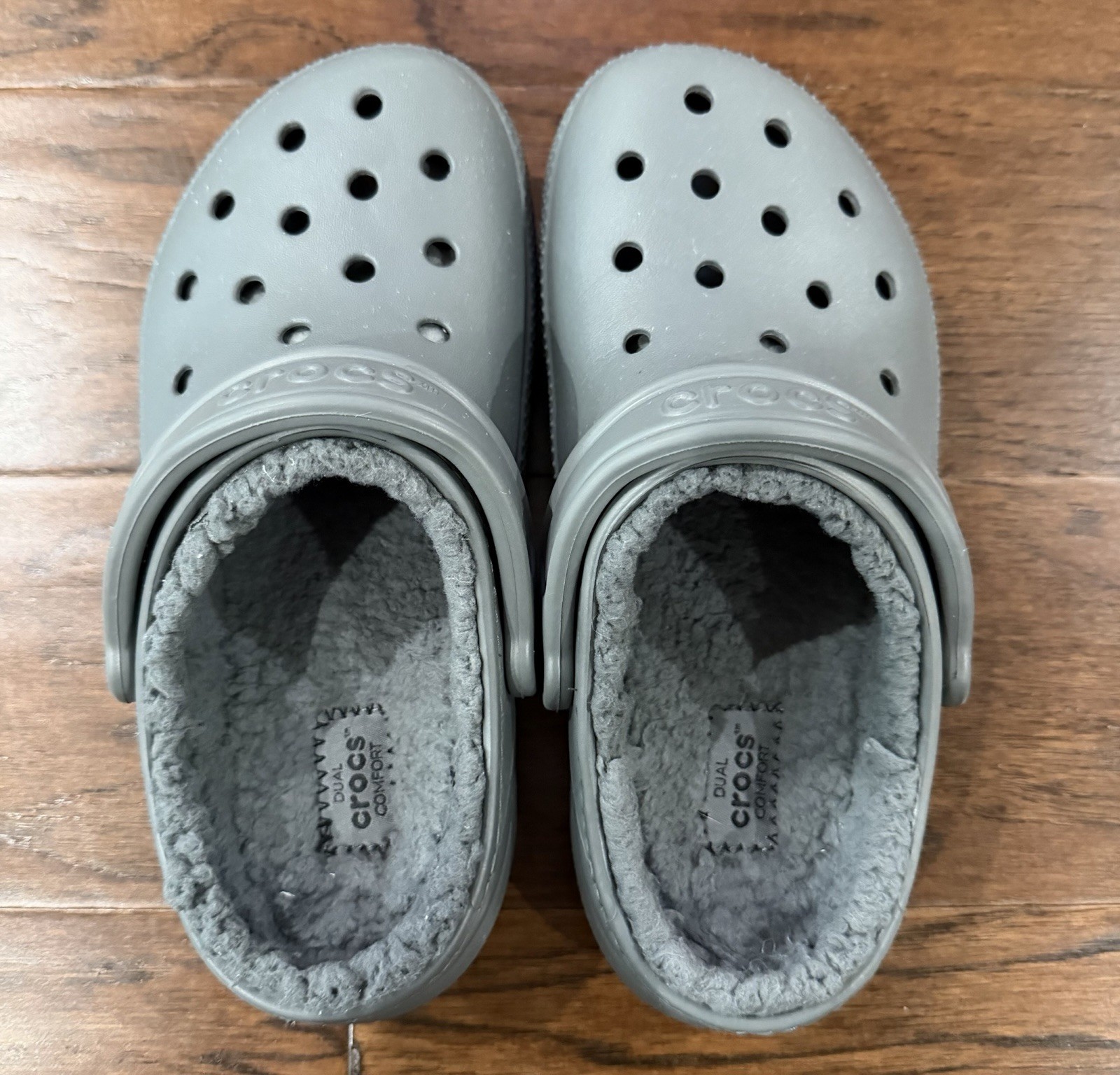 Crocs Classic Lined Gray Clog Slip On Faux Fur Lined Shoes M 4 W 6