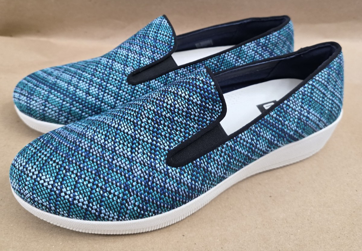 Fitflop (Sz 9) Superskate Uberknit Slip On Womens Shoes Gray Comfort Sneaker