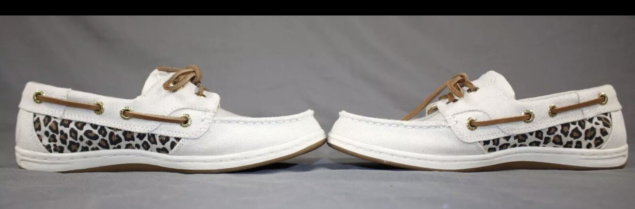 Sperry Top Sider Koifish Canvas Boat Shoes Cheetah Natural Women’s 8.5 New