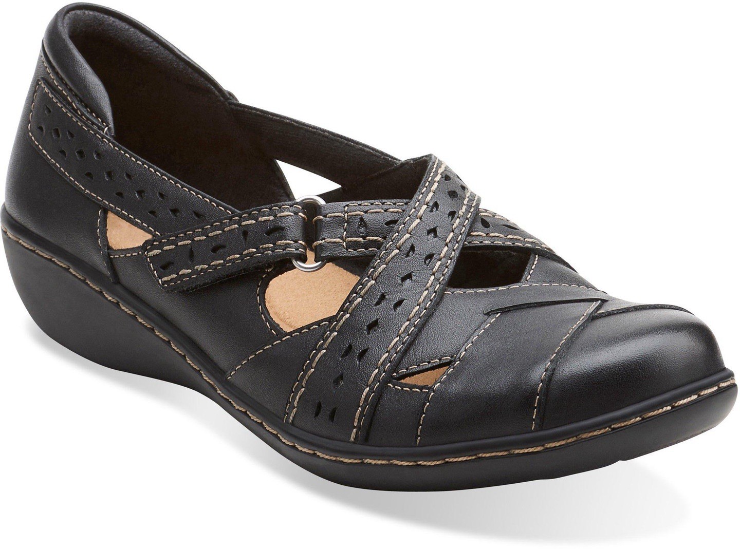 Clarks Womens Ashland Spin navy Shoes mary jane slip ons cushion 6 leather