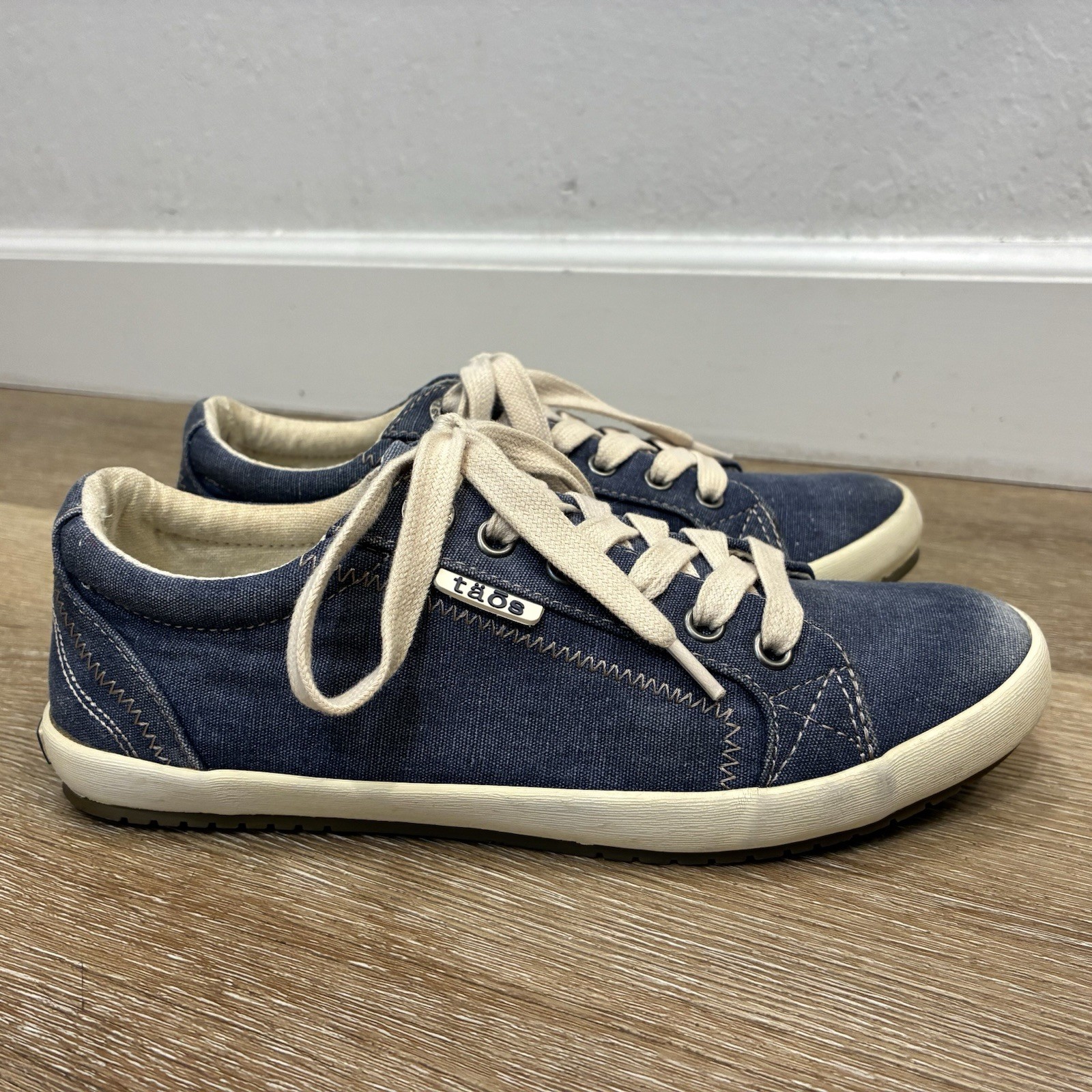 Taos Footwear Star Sneakers Blue Washed Canvas Women Shoes US 7 EU 38