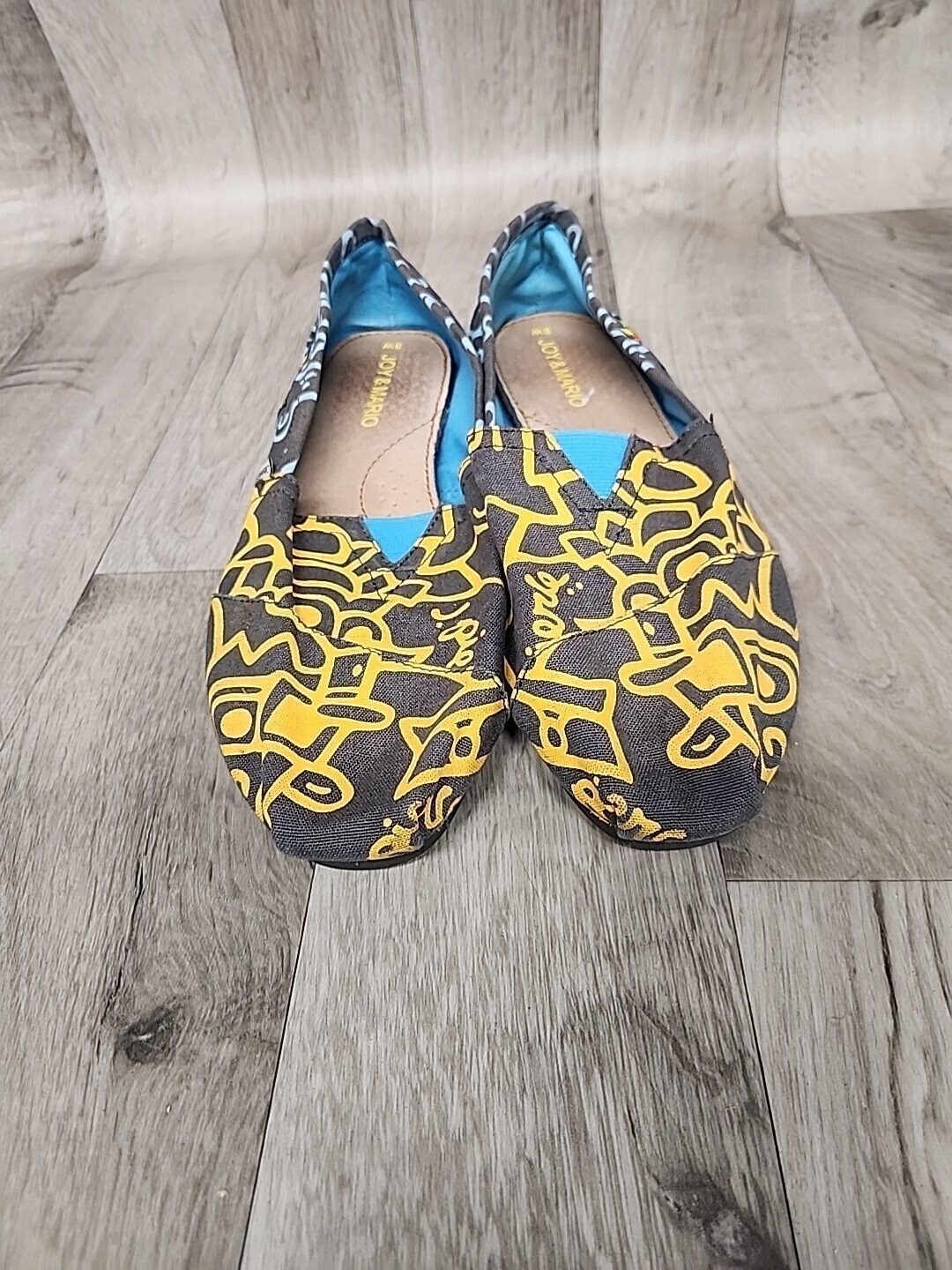 Joy & Mario Canvas Espadrille Slip-On Flats Shoes Women’s Size 8W Yellow Blue