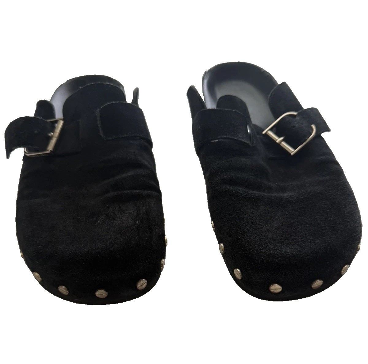 Veronica Beard Fern Clog Mule Black Suede Studded Slip On Womens 8 Boho Designer