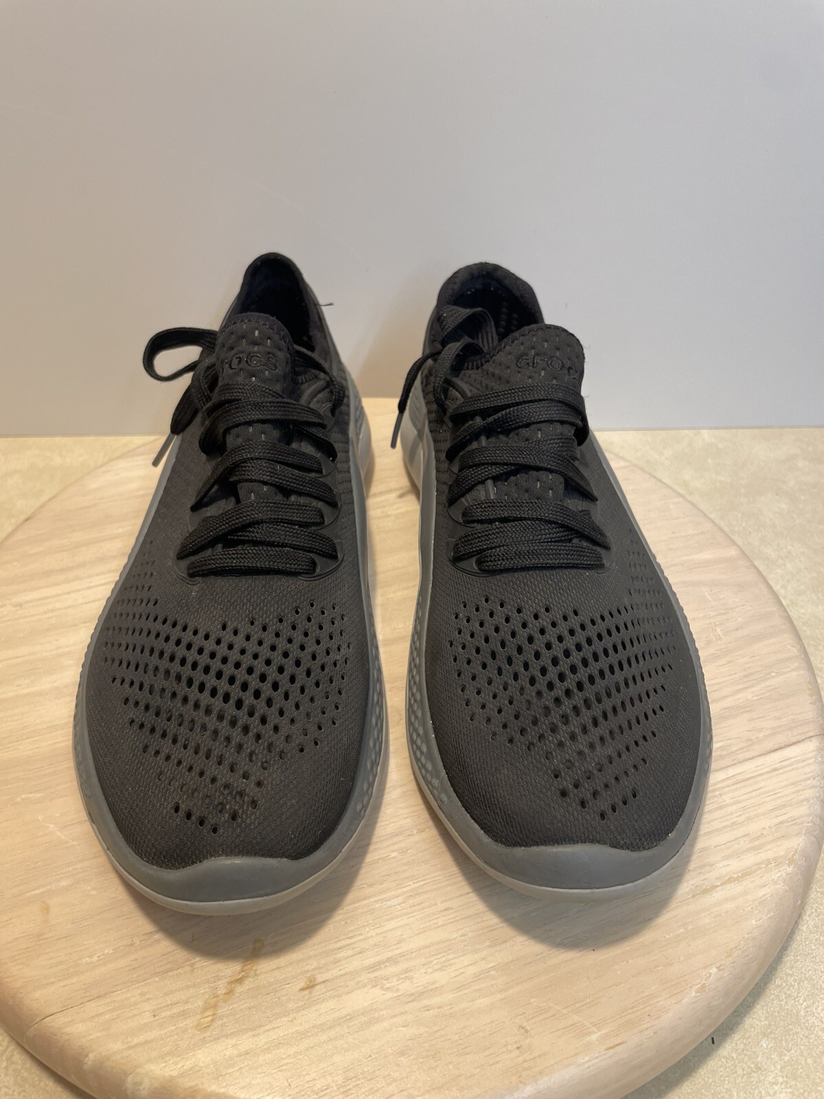 Crocs Literide 360 Pacer Women’s 10 Black Gray Lace Up Shoes Sneakers 206705
