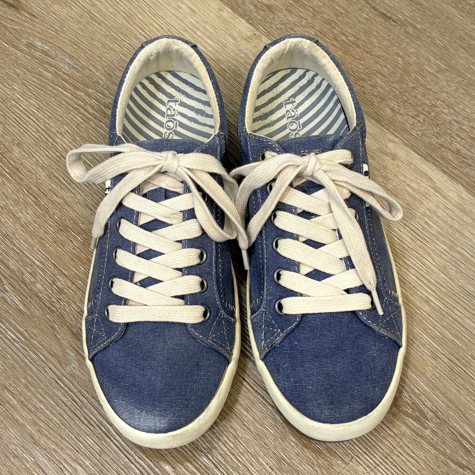 Taos Footwear Star Sneakers Blue Washed Canvas Women Shoes US 7 EU 38