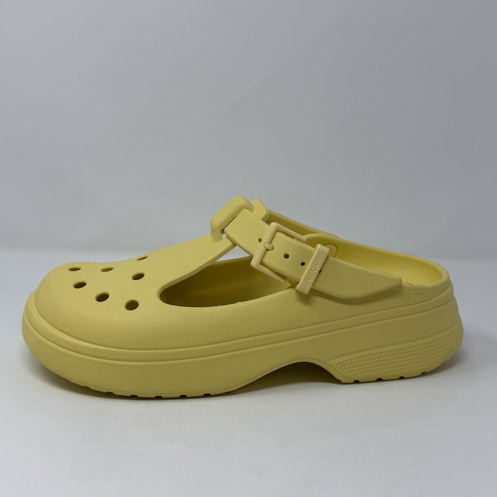 Crocs Mary Jane Platform Clogs Yellow Buckle Strap Women’s 9 M7 Croslite DISPLAY