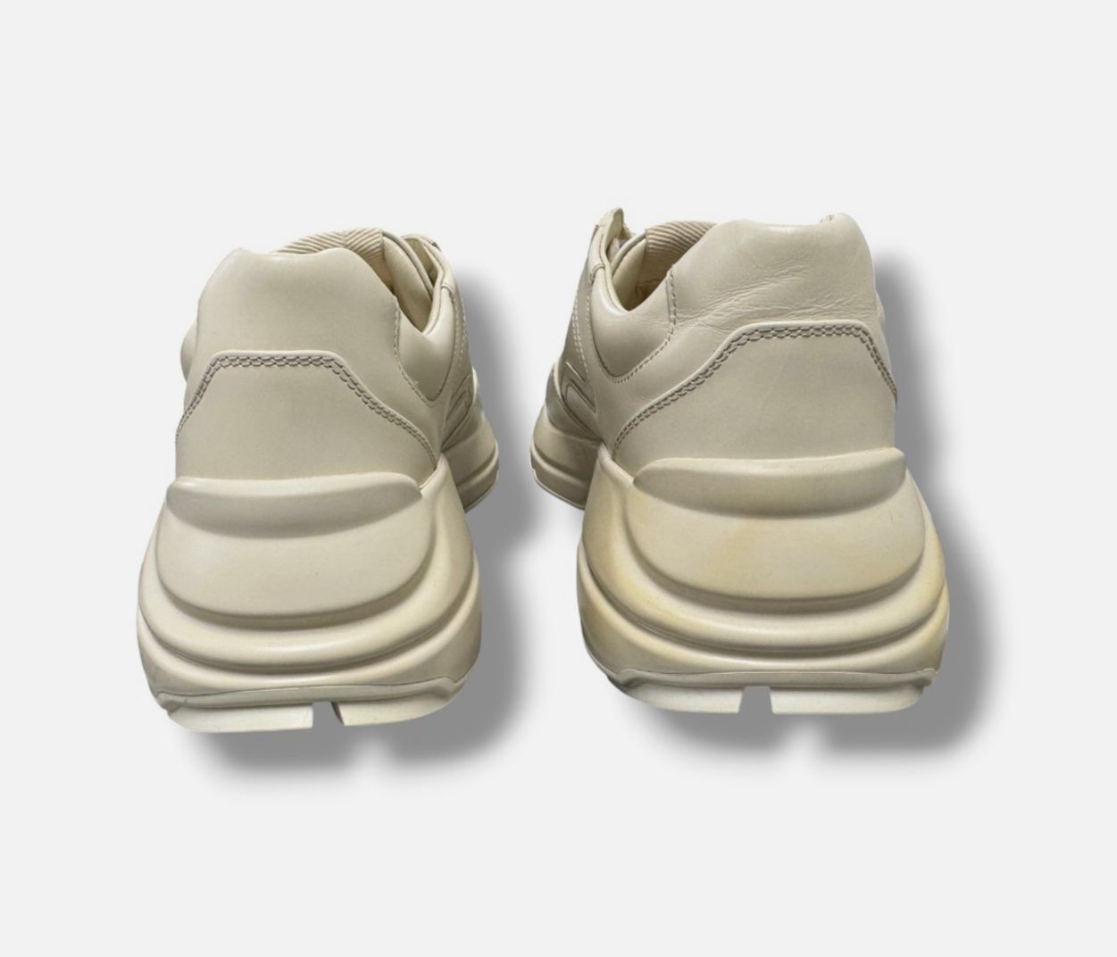 Gucci Women’s Ivory Rhyton Logo Lace-Up Leather Sneaker Shoes Size EU:37 US:7