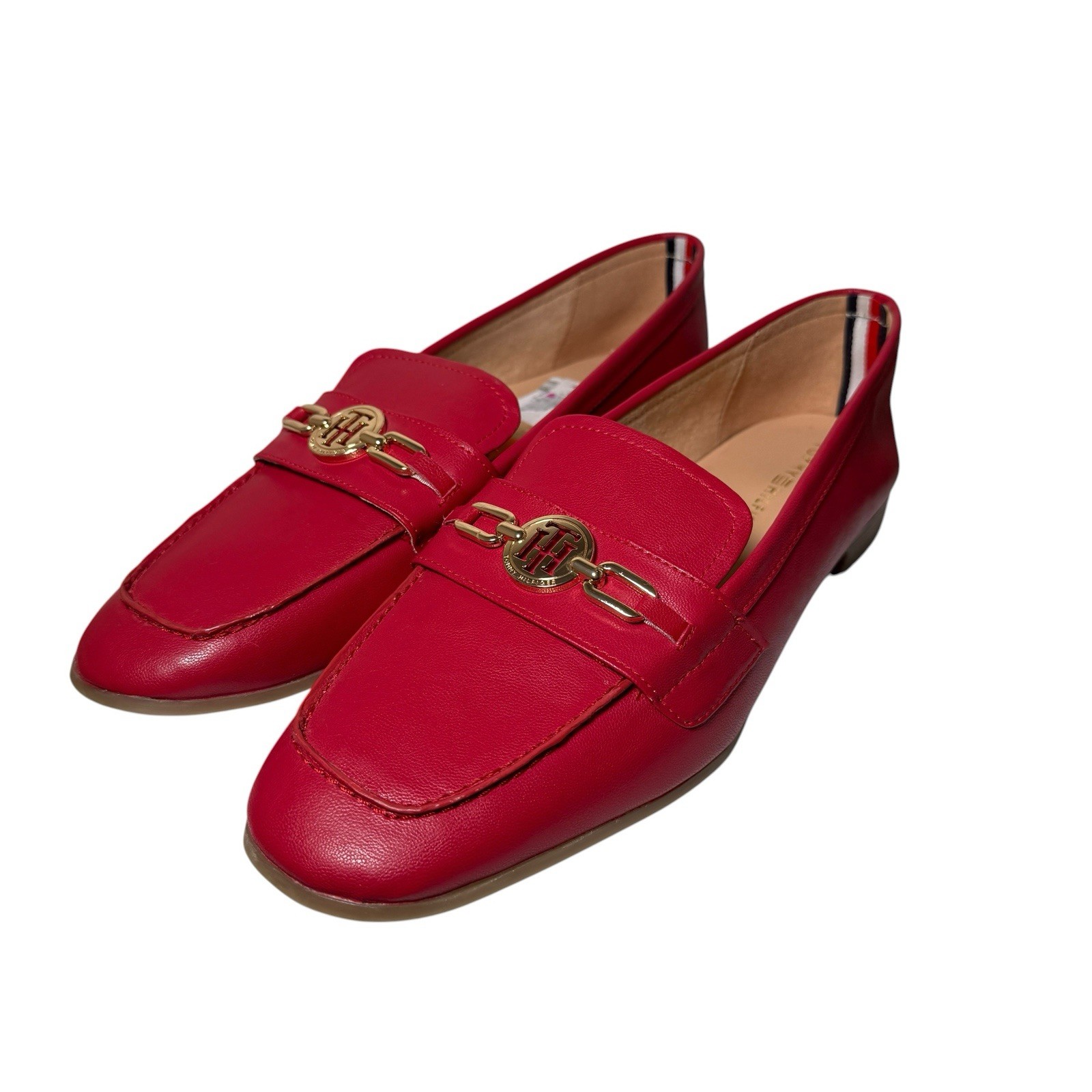 Tommy Hilfiger Moccasins Women’s Loafers Size 11M Red Vegan Leather Flat Shoes