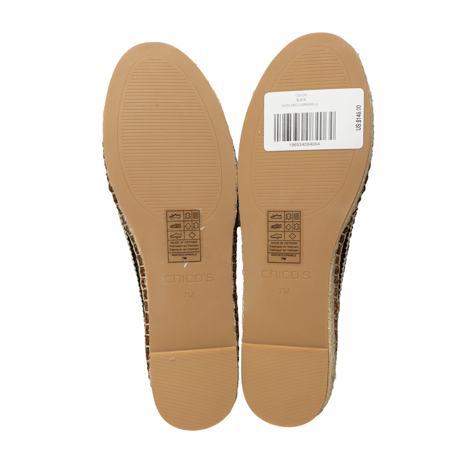 Women’s Black Leather Chico’s Crochet Slip-on Espadrille Flats NWOB – Size 7M