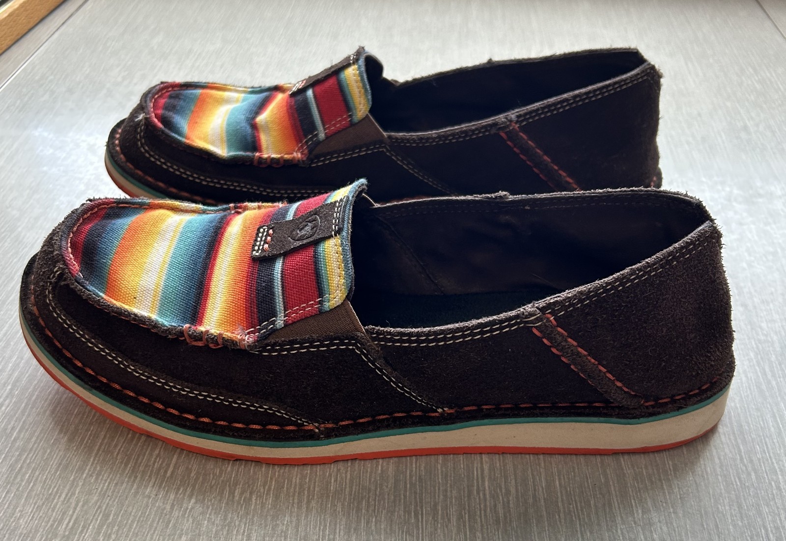 Ariat Cruisers Chocolate Boho Aztec Saddle Blanket Sunset Shoes 9B