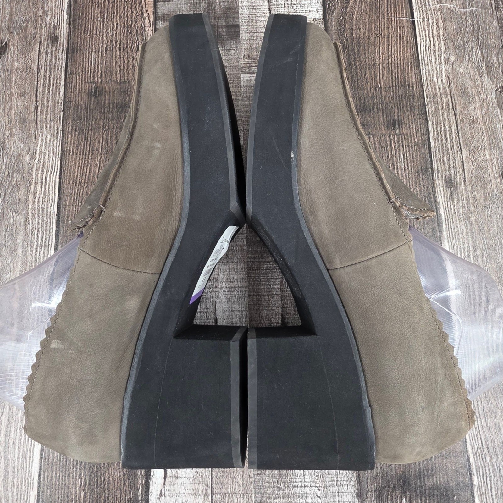 Eileen Fisher Harria Platform Loafers 11 Slate Grey Tumbled Nubuck Leather Chic