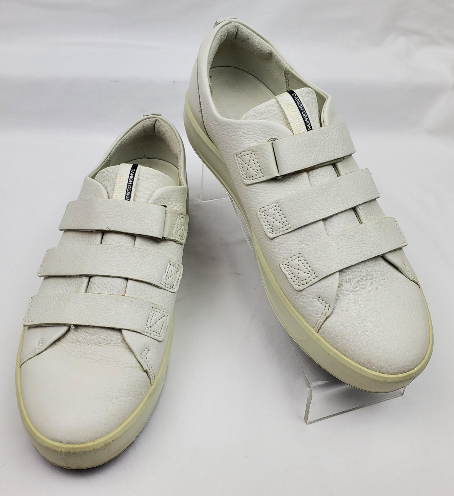 ECCO White Leather 3 Straps Rubber Shoes/Sneakers Women’s Size EU 41/US 9.5