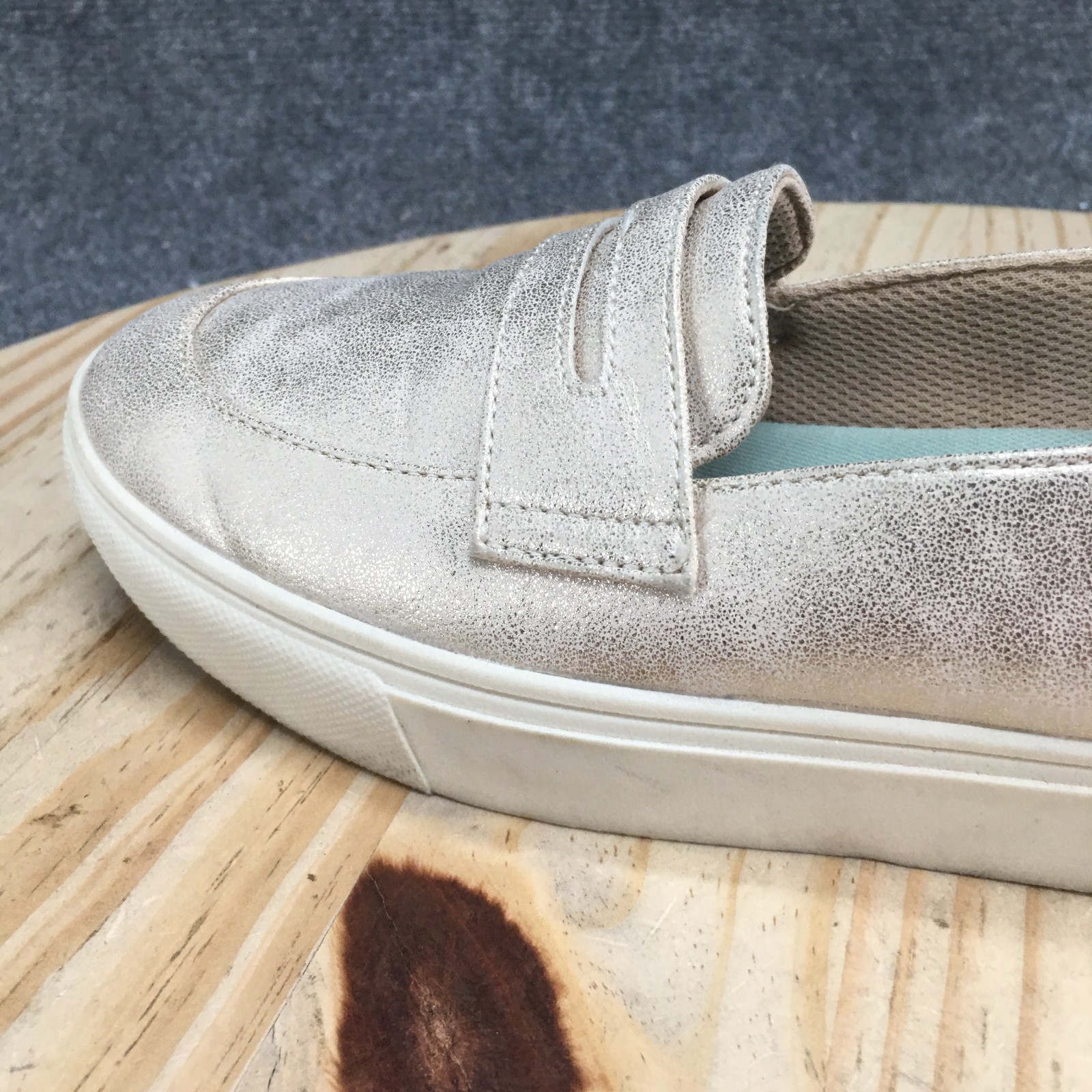 Dr. Scholls Shoes Womens 9M Nova Moc Slip On Sneakers Silver Faux Leather Casual