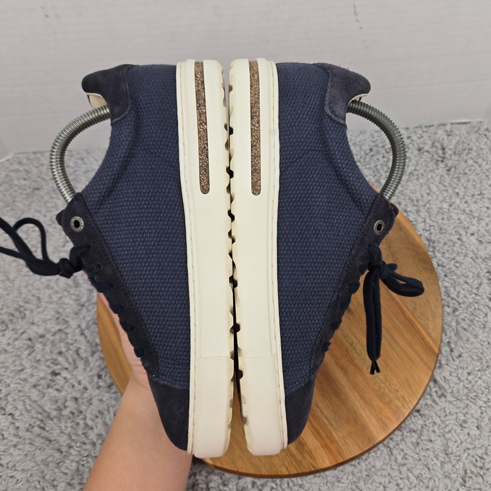 Birkenstock Womens 39 Bend Low Midnight Blue Canvas Suede Lace Up Daily Sneaker