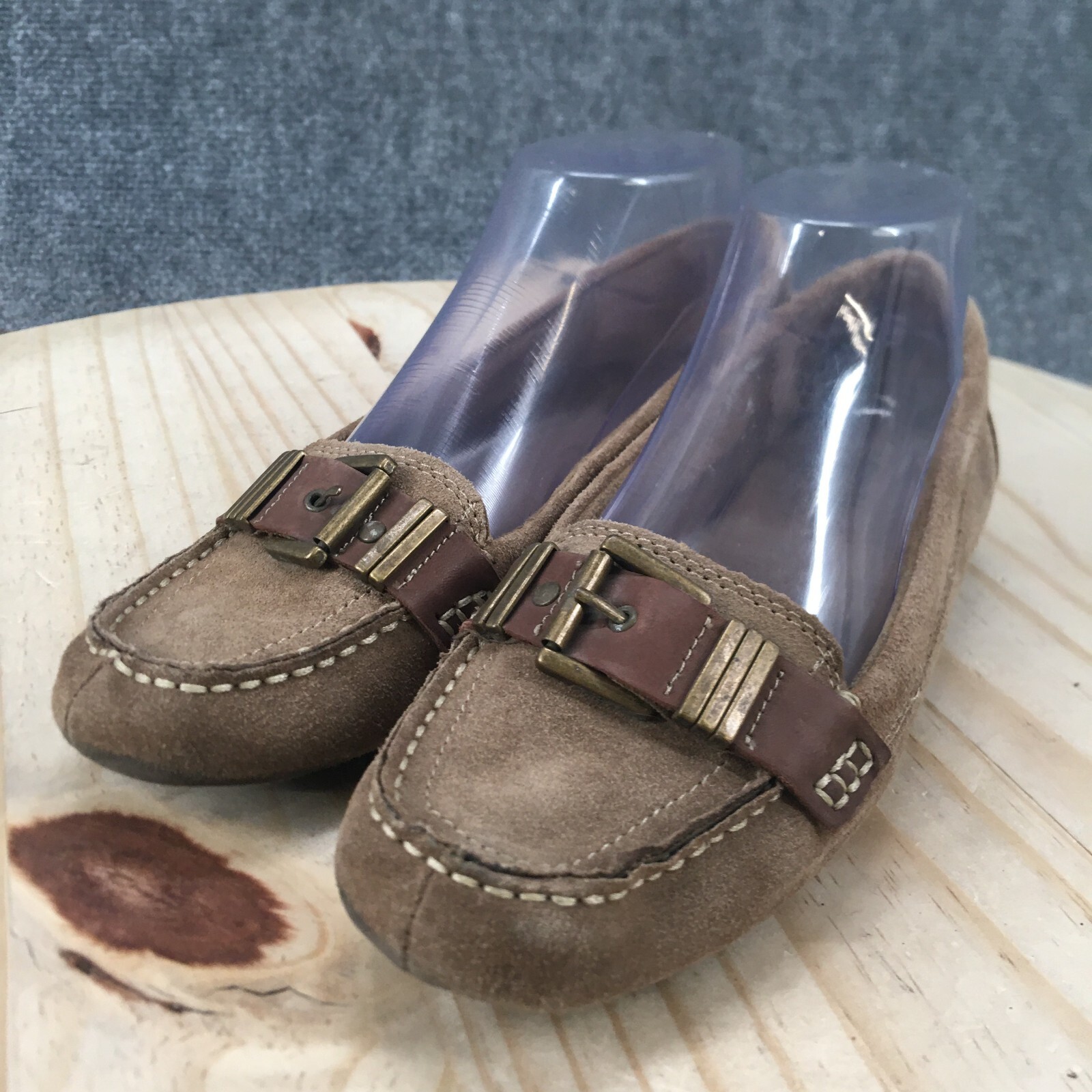 Kelly & Katie Shoes Womens 6.5M Glenn Loafers Brown Leather Slip On Casual Flats