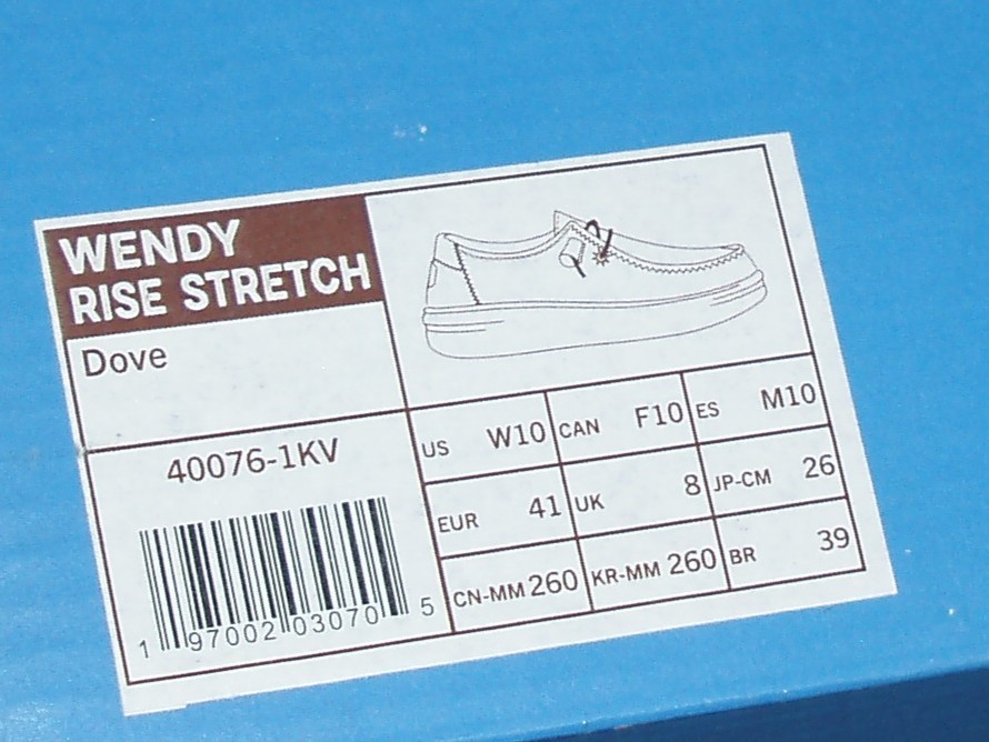 Women’s HEY DUDE Wendy Rise Stretch Dove shoes , size 10 , NEW