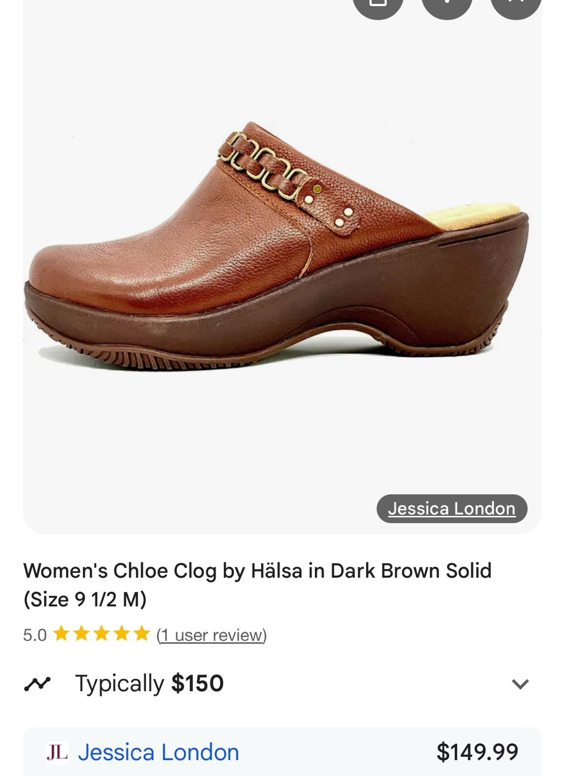 NIB 100% Leather Halsa Cognac Brown Chloe Clog Women’s Sz 9 W