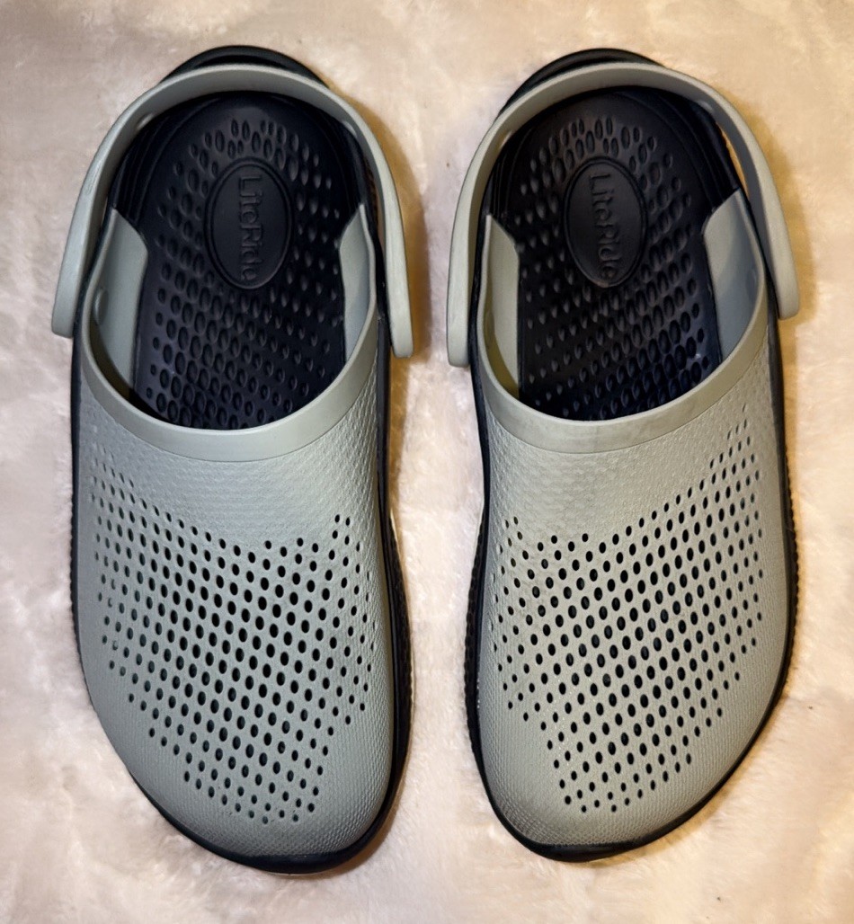 R🩶 Crocs Clogs Gray Shoes Size M5 W7 Slip On LiteRide 360