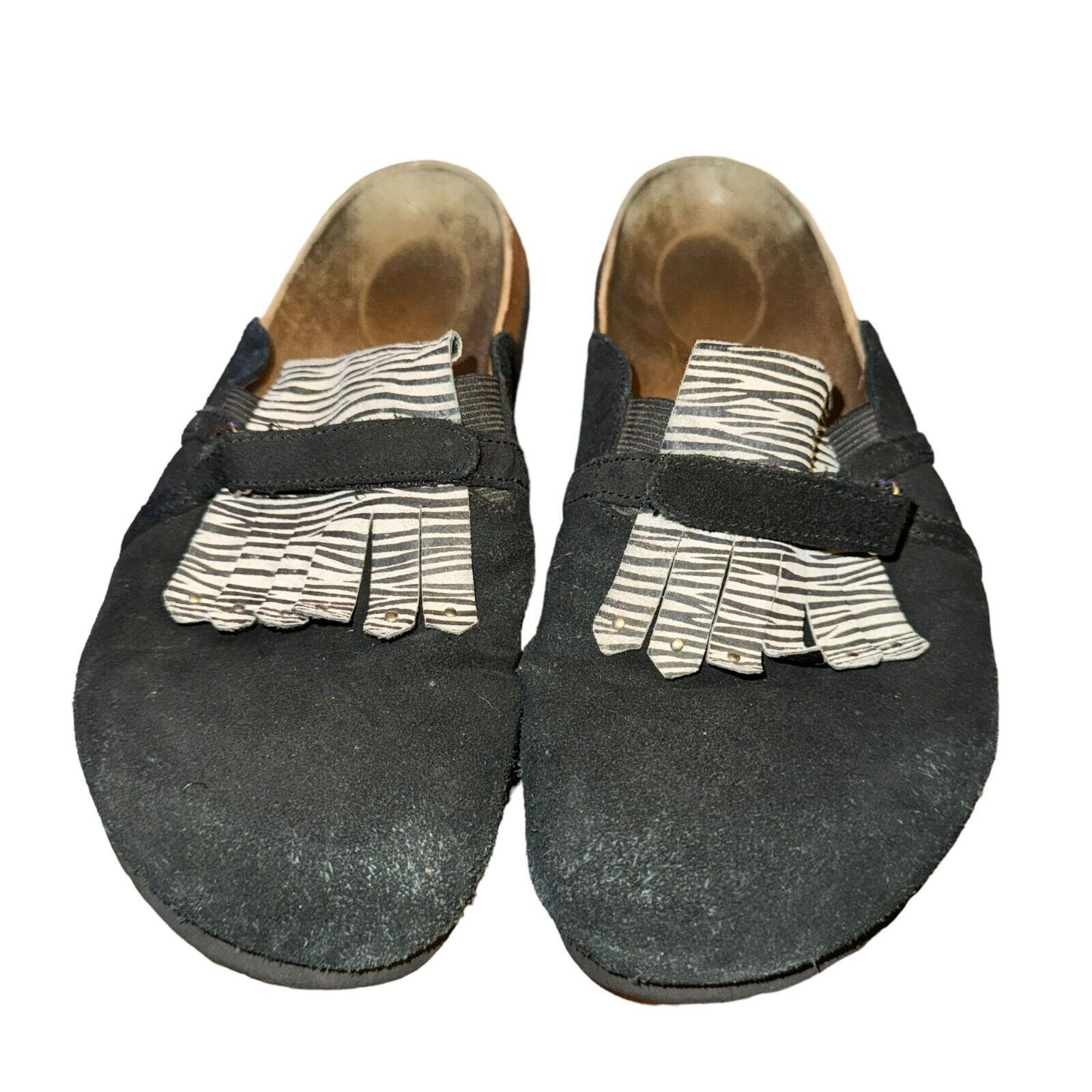 Birkenstock Betula Clog Women’s 8 Narrow Black Zebra Kiltie Leather Slip On Shoe