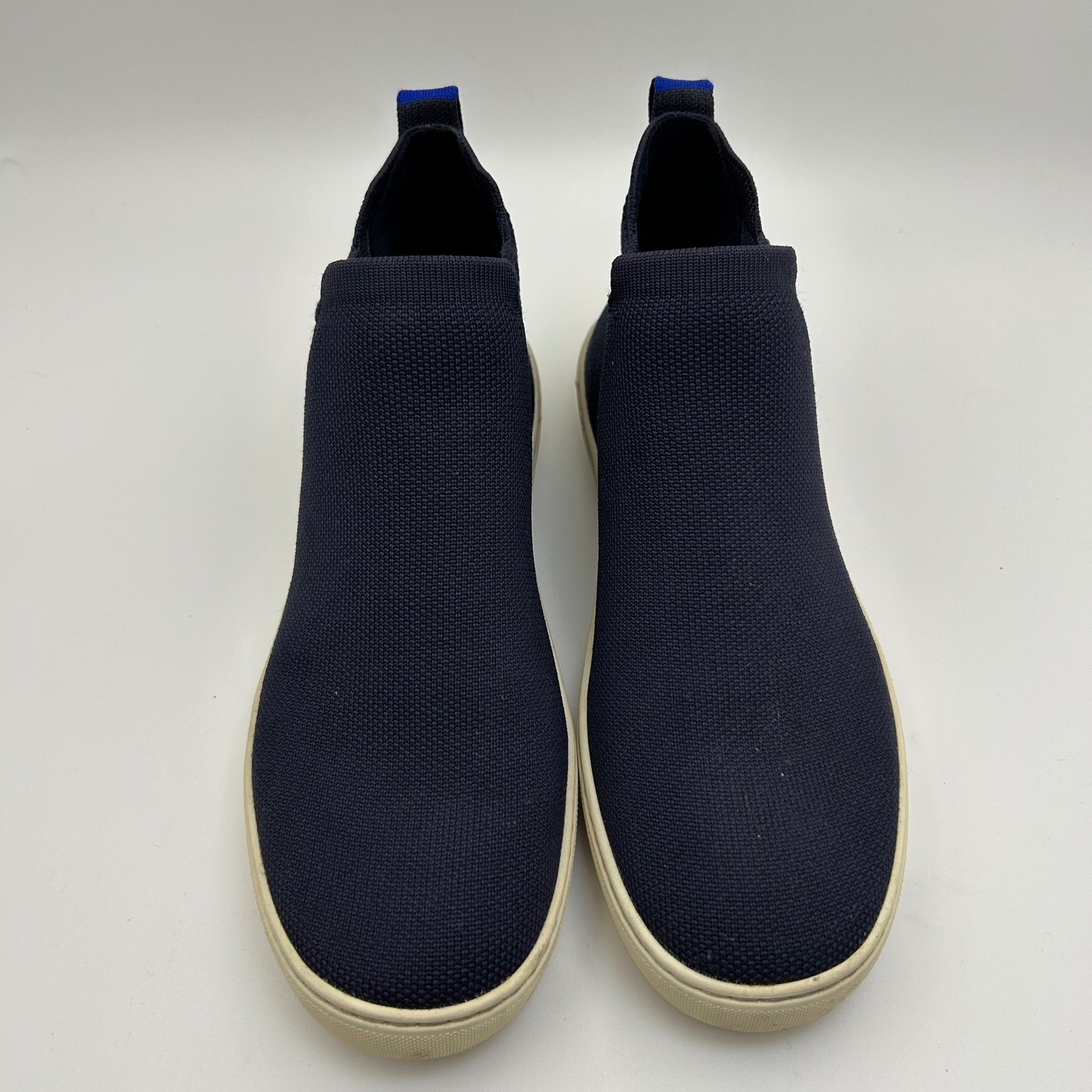 Rothy’s Chelsea Sneaker Women 9 Navy Blue Knit Slip On Sustainable Casual Comfor