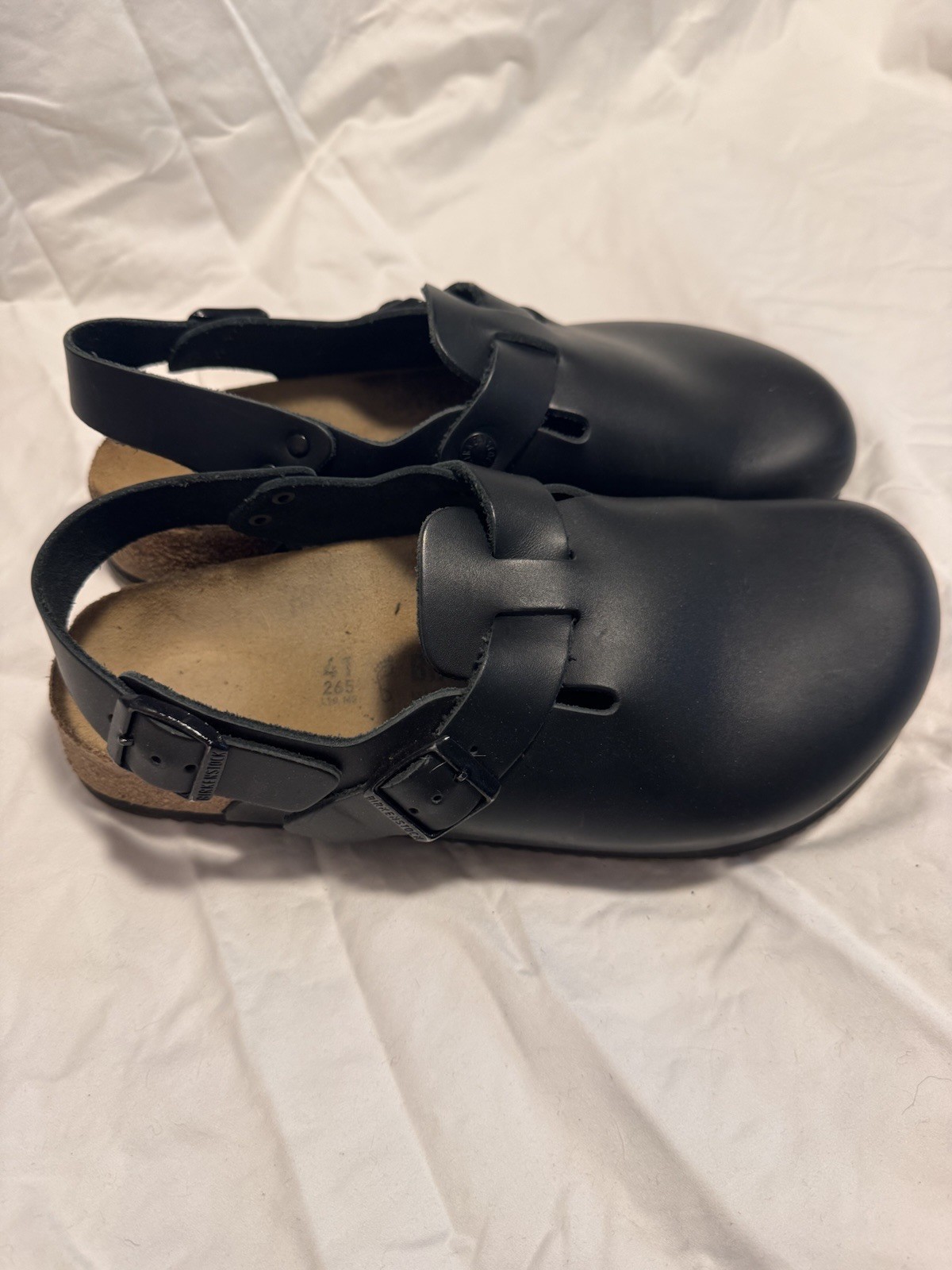 BIRKENSTOCK TOKIO SL BLACK 41 REGULAR SUPER GRIP LEATHER- Excellent Used Cond