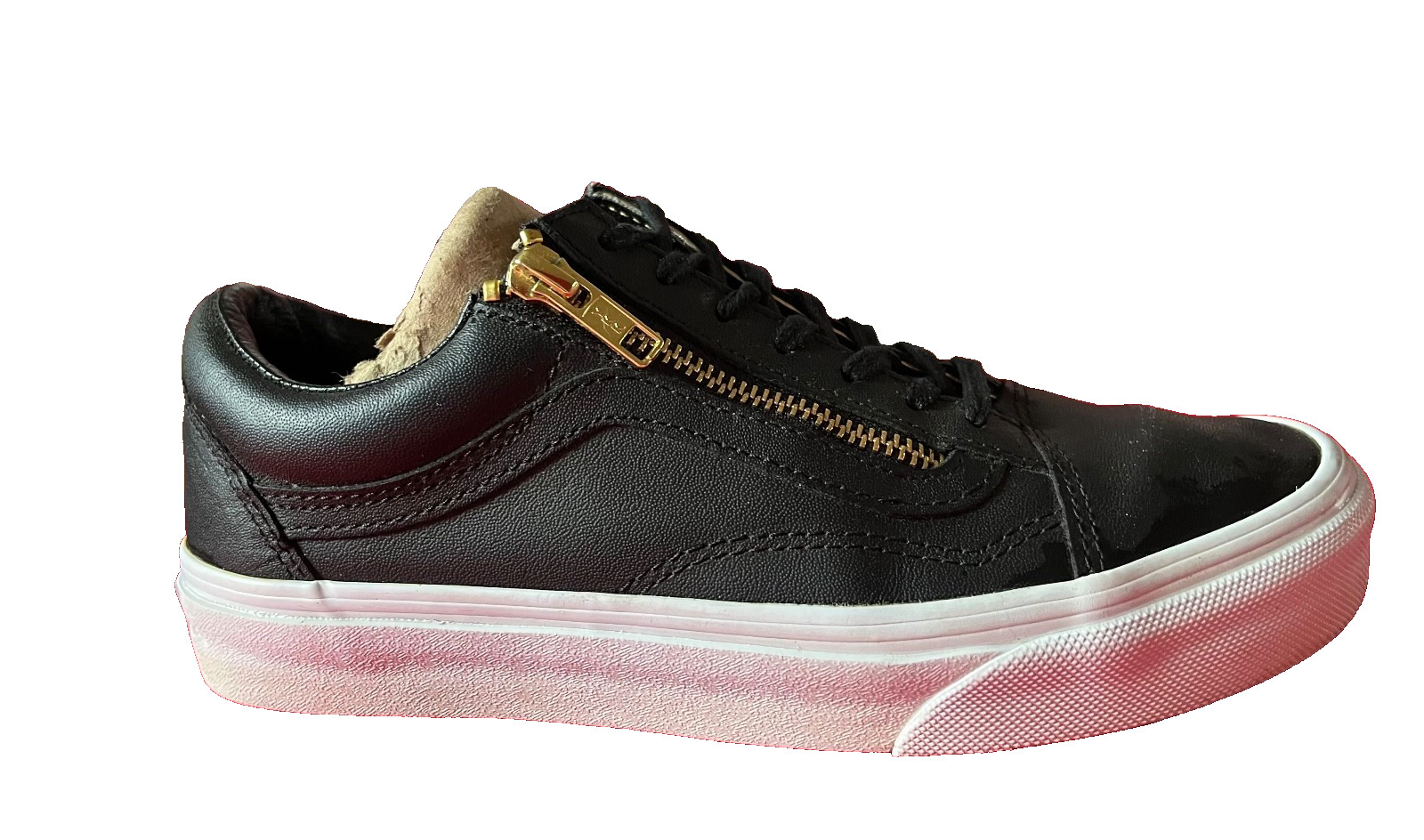 Vans Black Leather Lace-Up Side-Zip Shoes Women’s Size 7, Excellent condition