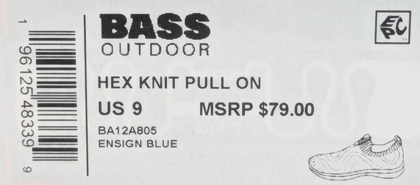Bass Outdoor – Pull On – Shoes / Sneakers – Ensign Blue – Size 9 – NO BOX