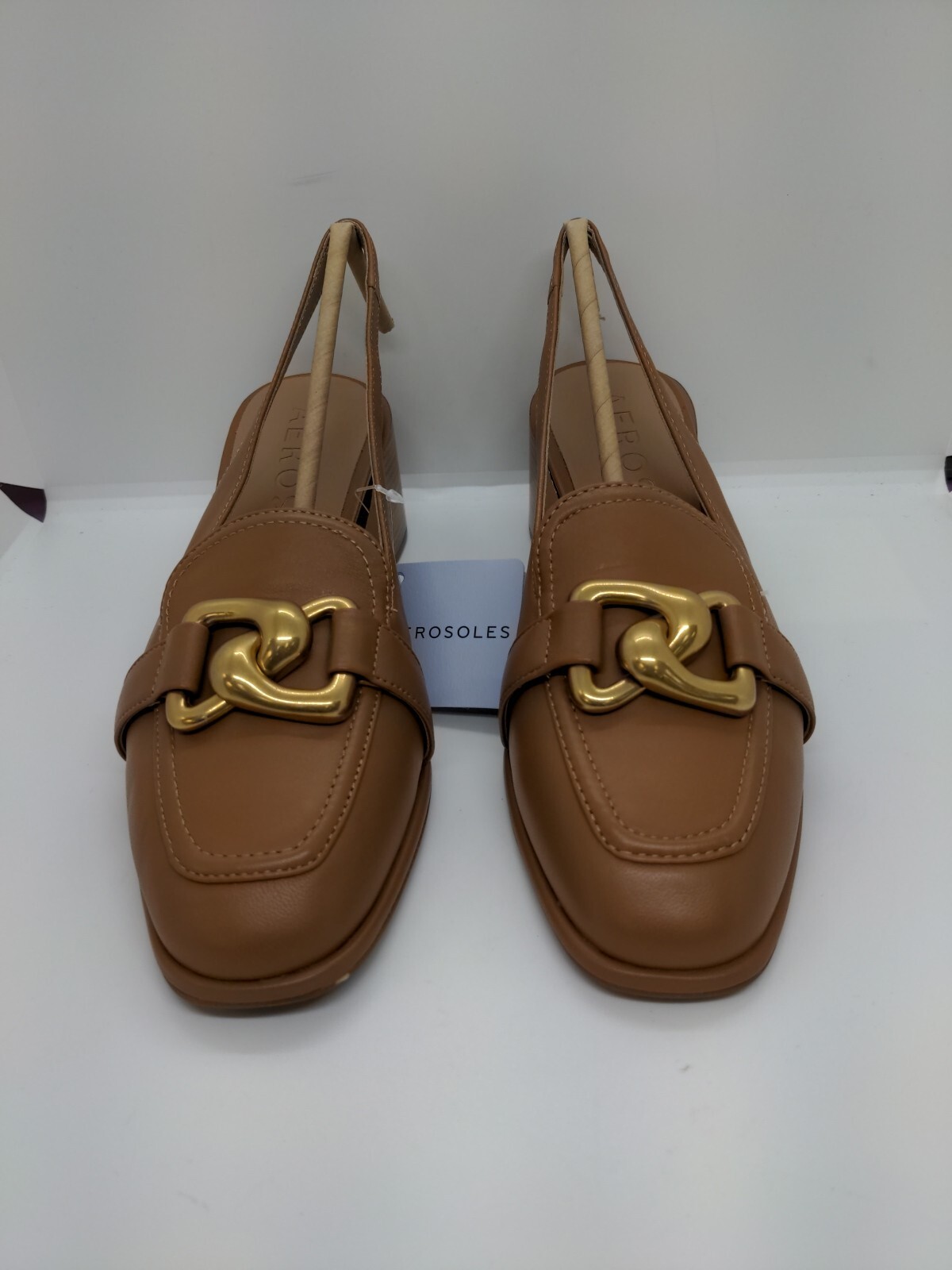 New Aerosoles Comfortable Women’s Ornamented Block Heel Slingback Allure Tan…