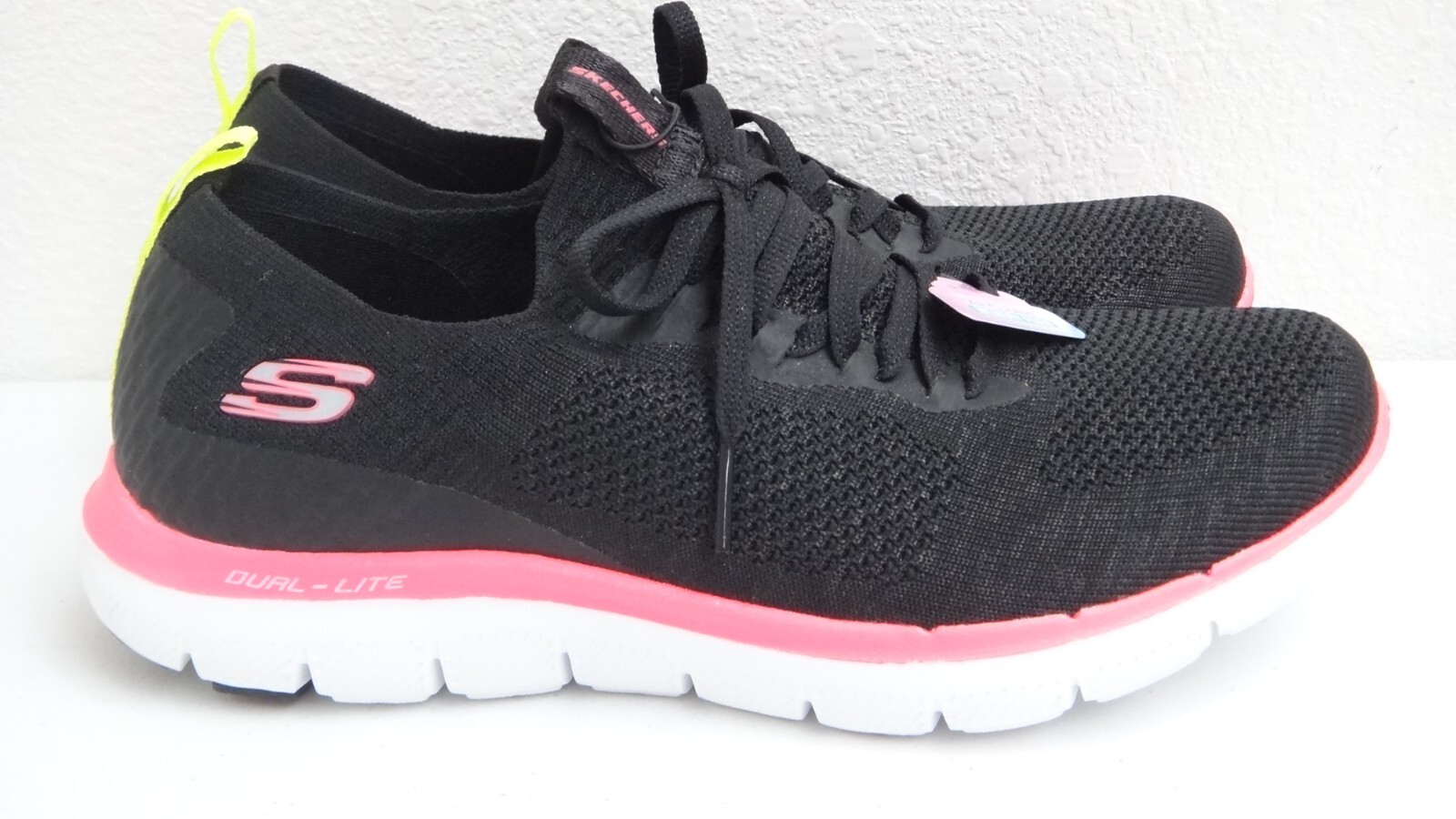 SKECHERS Air-Cooled Sneakers Memory Foam Dual-Lite Slip-on Black Mesh US Size 11