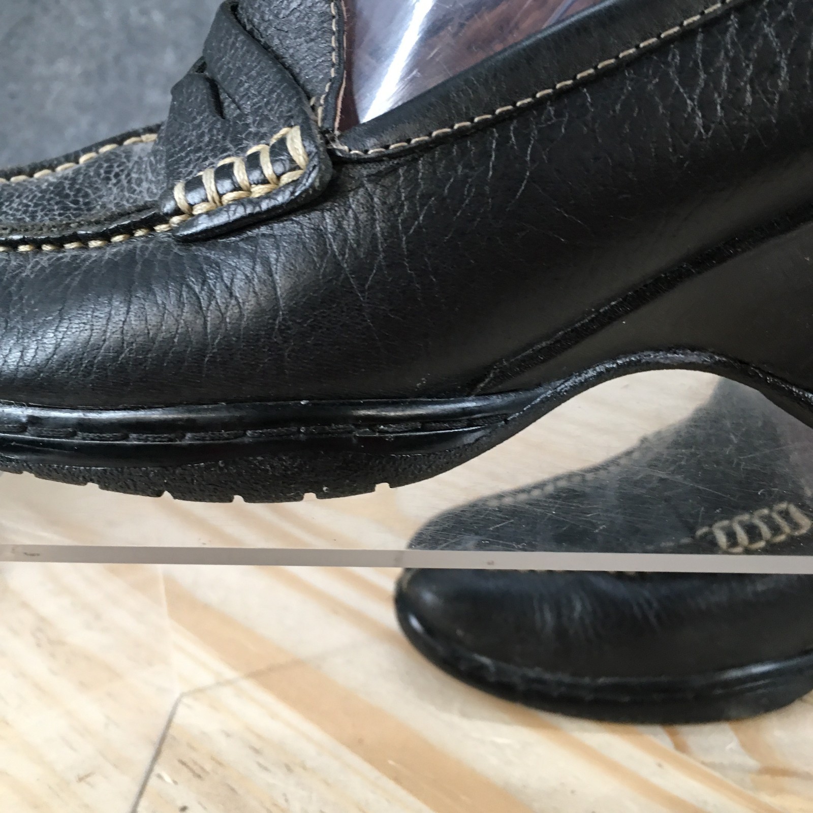 Sofft Noelle Penny Loafer Pump Shoes Womens 8.5 M Wedge Casual Leather Black