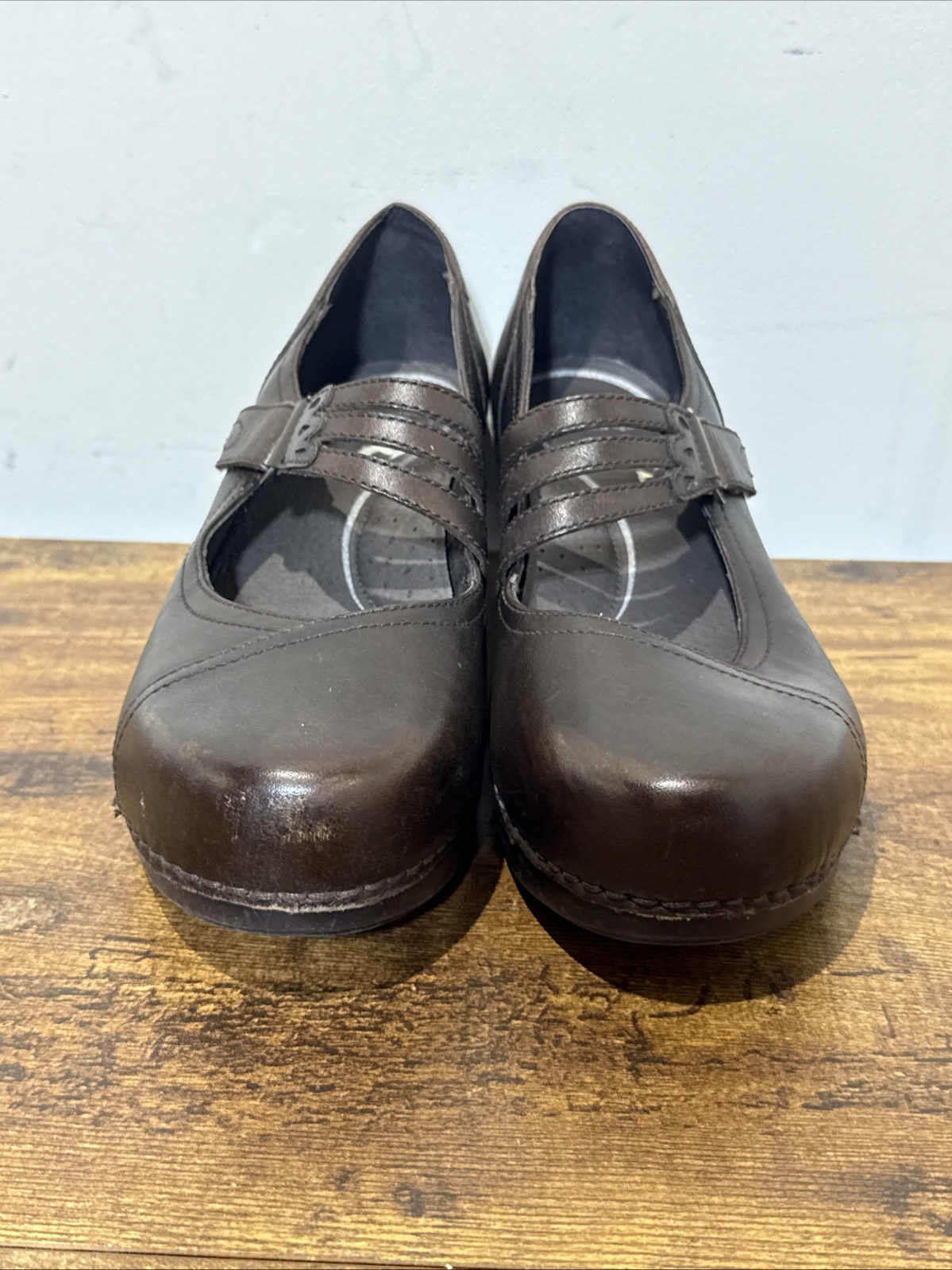 Dansko Mary Jane Comfort Shoes Womens Sz 39 US 9 Dark Brown Leather Clog