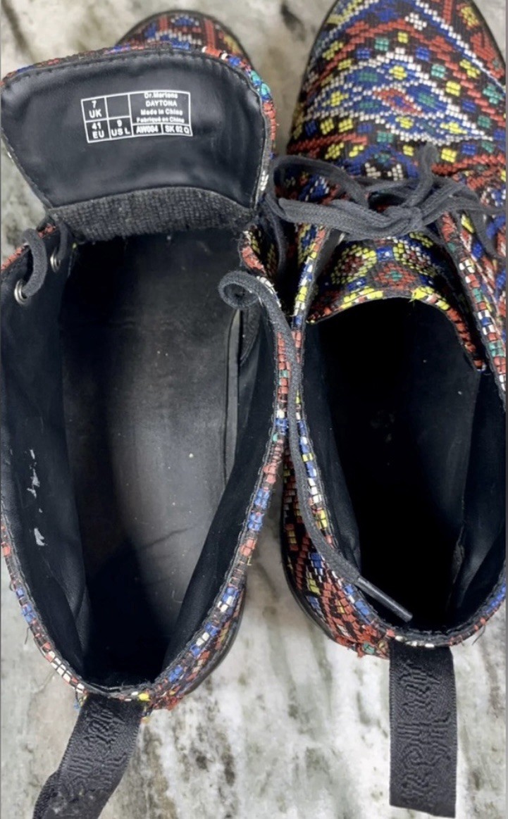 Size 9 – DR MARTENS Daytona Women’s Ankle Boot. Multicolor Woven Aztec Mosaic