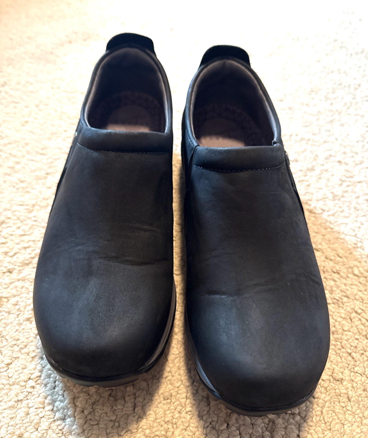 Dansko Patti Slip-On Shoes Black Leather Vibram Waterproof | Wmns 9.5-10US 40EU