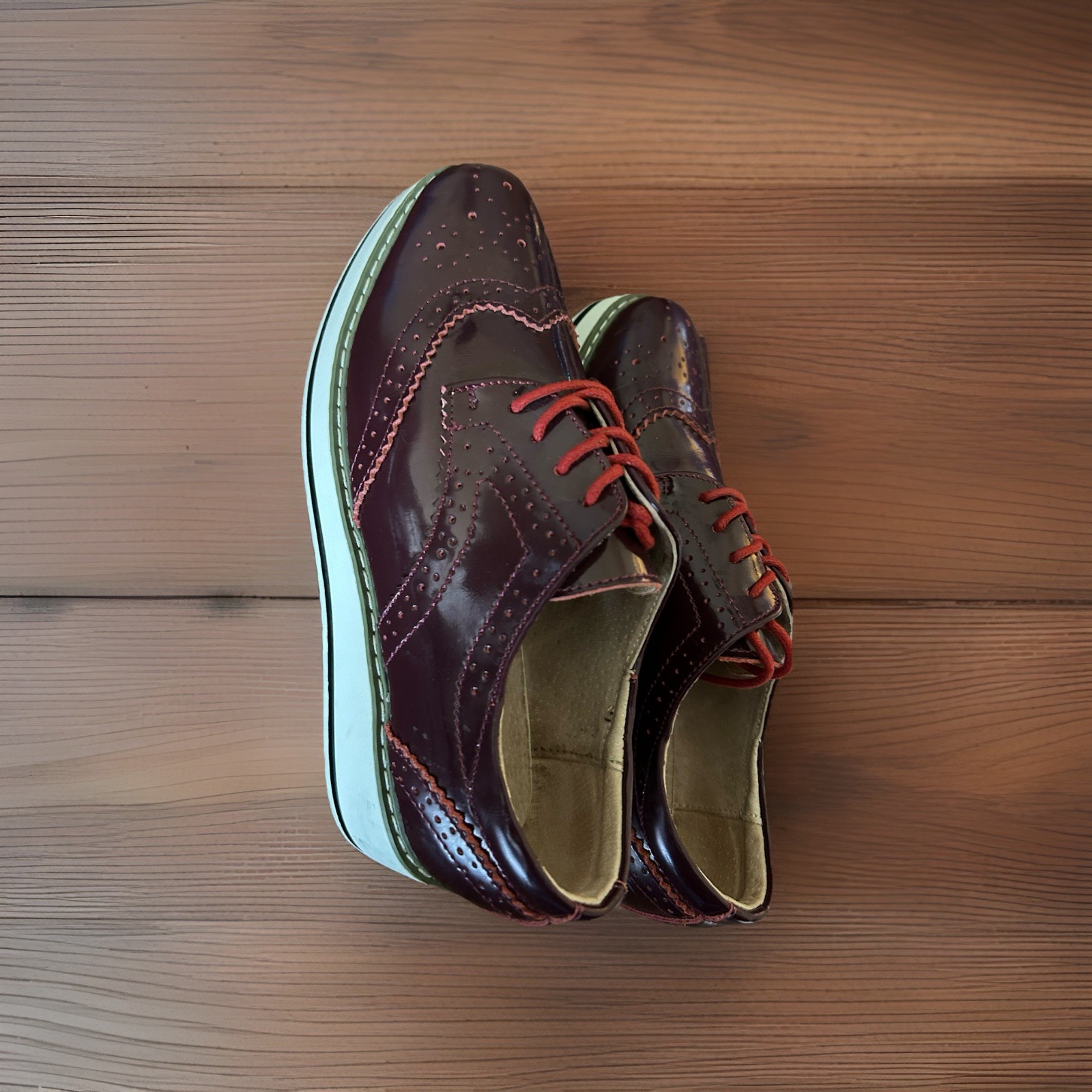 Dadawen Plum Platform Oxford Women’s Size 41 Red Laces